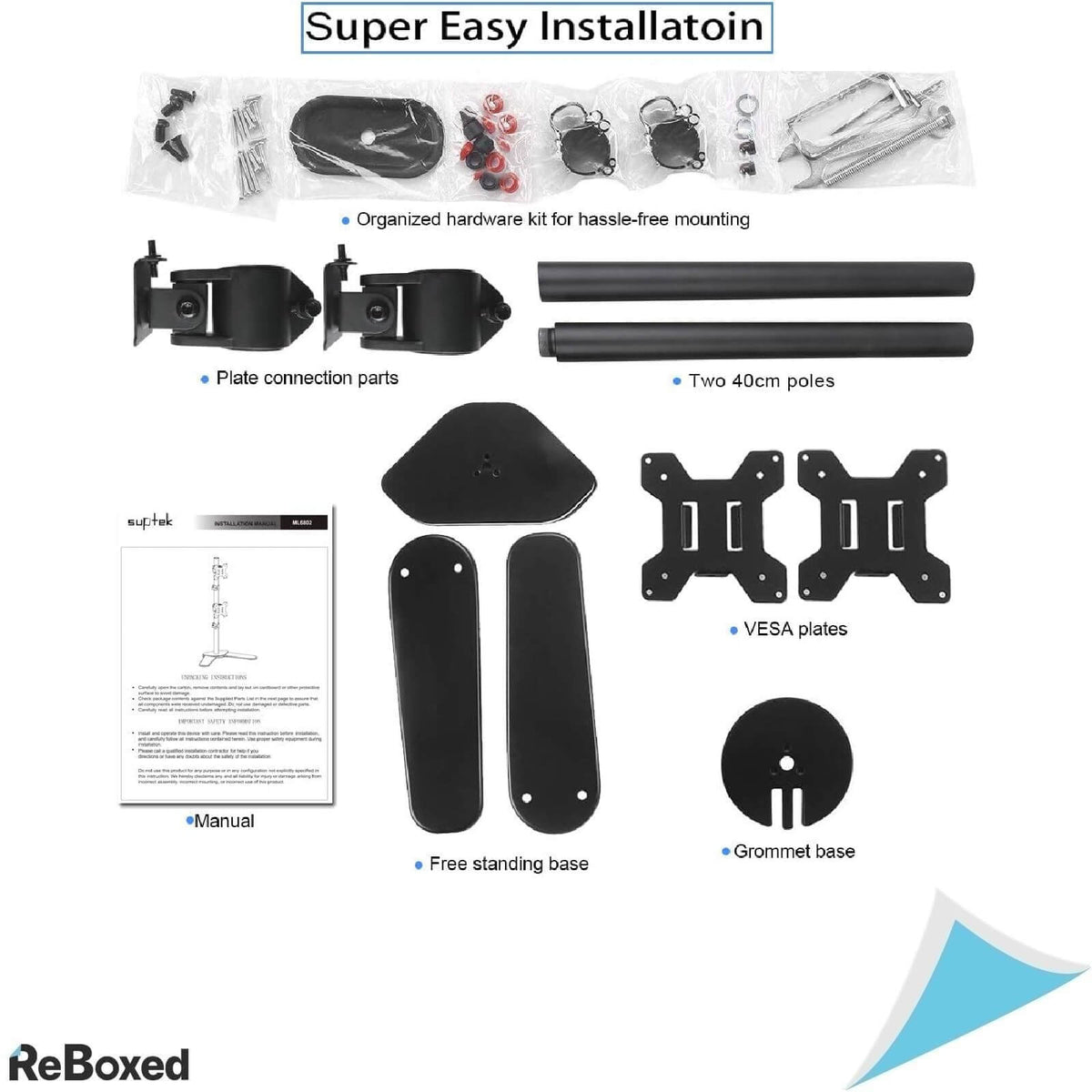 Suptek ML6802 Suport Vertical Independent pentru Doua Monitoare