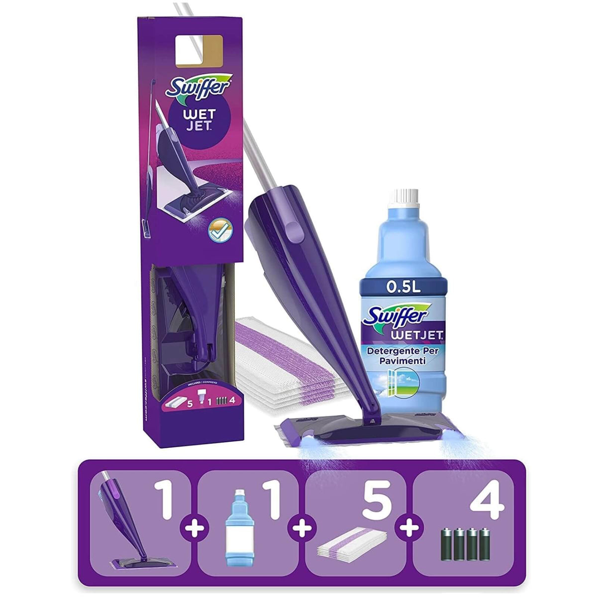 Swiffer Wet Jet Mop Plat cu Pulverizator si 5 Rezerve Umede