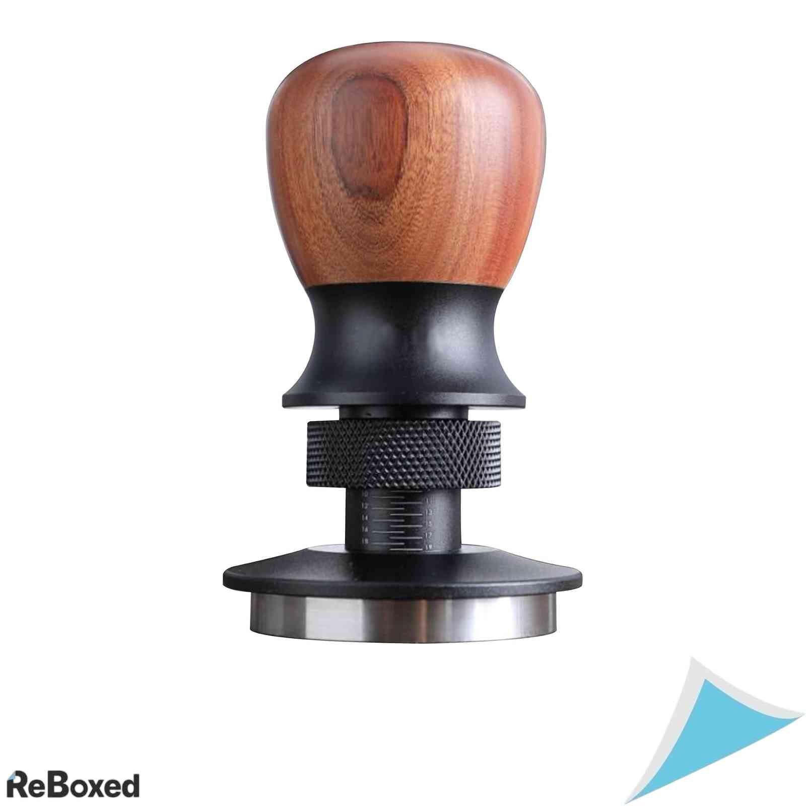 Tamper Cafea Professional VINATO 51 mm Presiune Constanta 30 lbs Baza Otel Inoxidabil 304 si Maner Lemn Nuc Adancime Reglabila Fara Diacritice