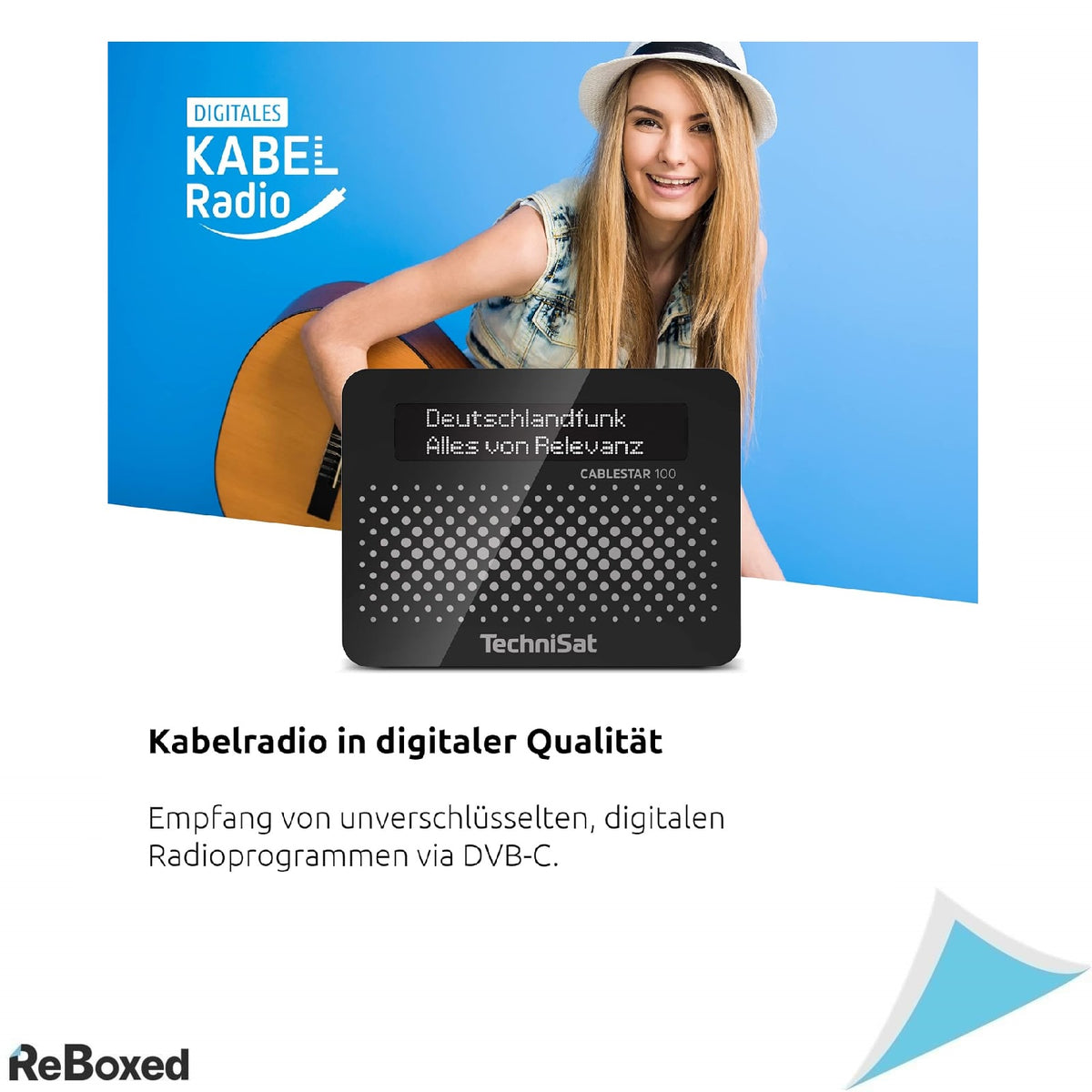 TechniSat Cablestar 100 – Radio Digital prin Cablu (DVB-C), OLED, SPDIF, Telecomanda, Negru