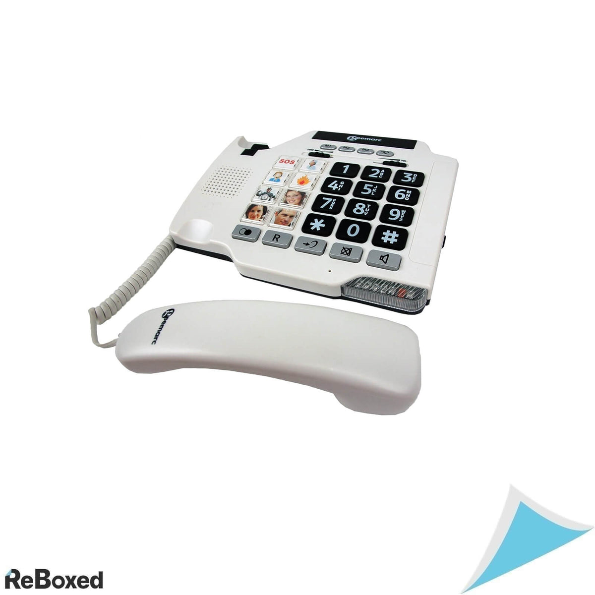 Telefon cu fir Geemarc Photophone 100, Amplificare Sunet 30 dB, Sonerie 80 dB, 8 Taste Foto, Compatibil Aparat Auditiv, Alb