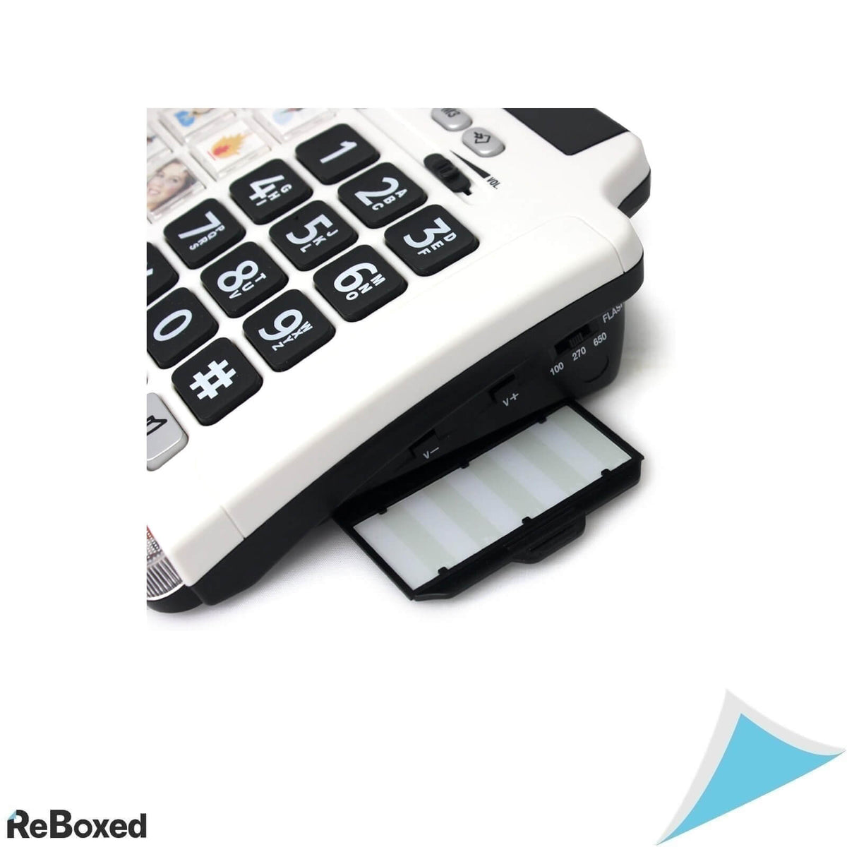 Telefon cu fir Geemarc Photophone 100, Amplificare Sunet 30 dB, Sonerie 80 dB, 8 Taste Foto, Compatibil Aparat Auditiv, Alb