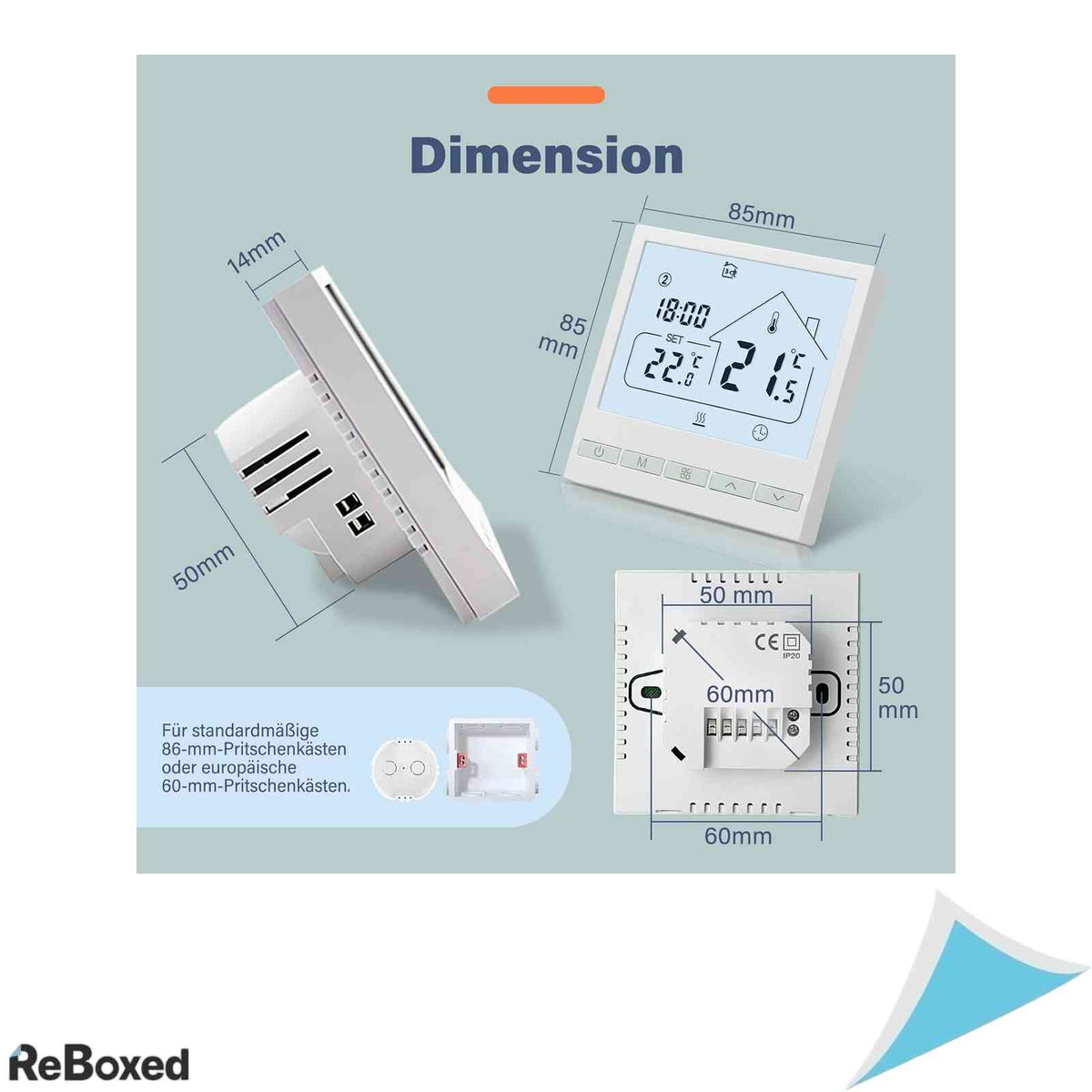 Termostat Digital Programabil de Perete Beok TOL47EP pentru Incalzire Electrica in Pardoseala 16A 3600W Ecran Touch LCD Senzor Extern Inclus Negru