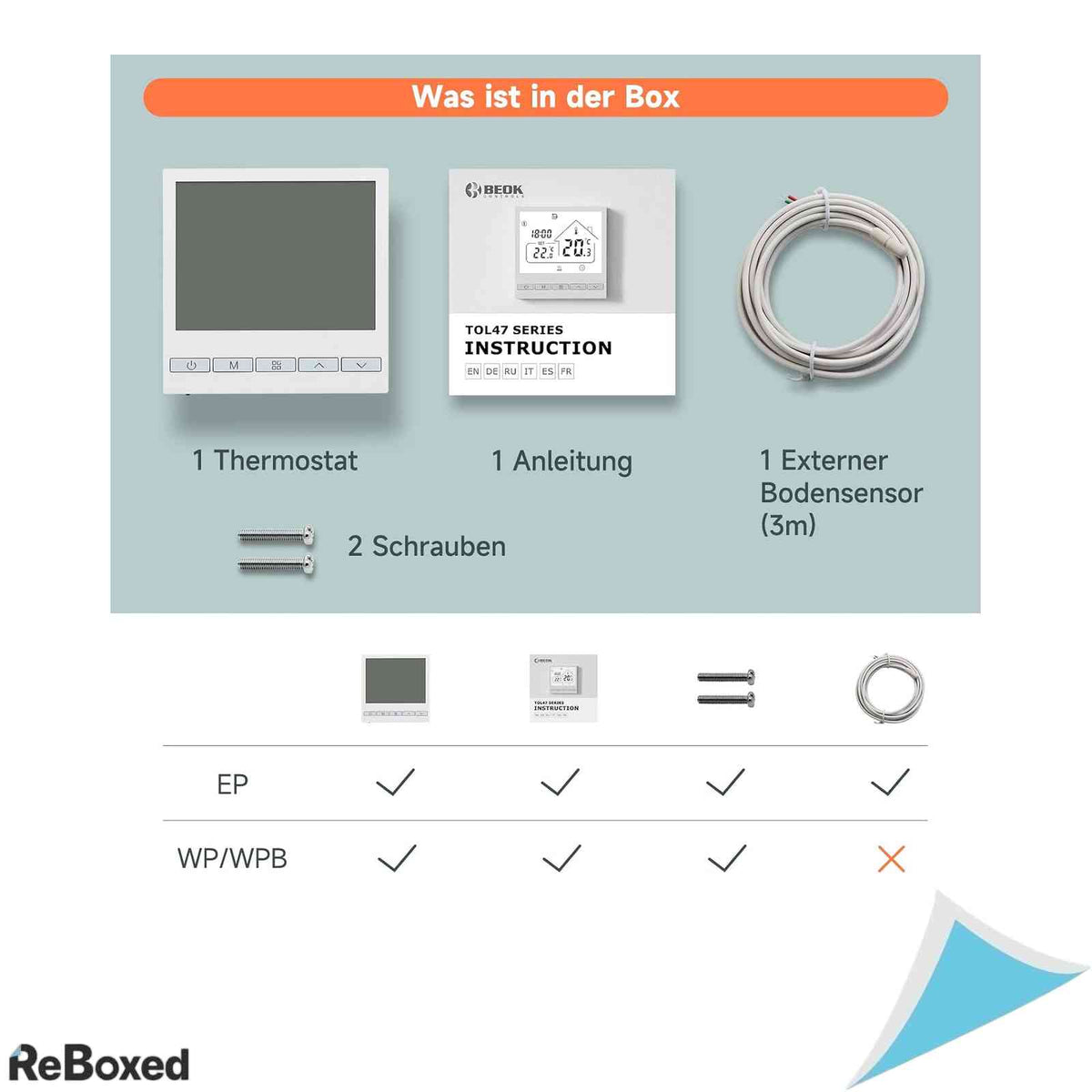 Termostat Digital Programabil de Perete Beok TOL47EP pentru Incalzire Electrica in Pardoseala 16A 3600W Ecran Touch LCD Senzor Extern Inclus Negru