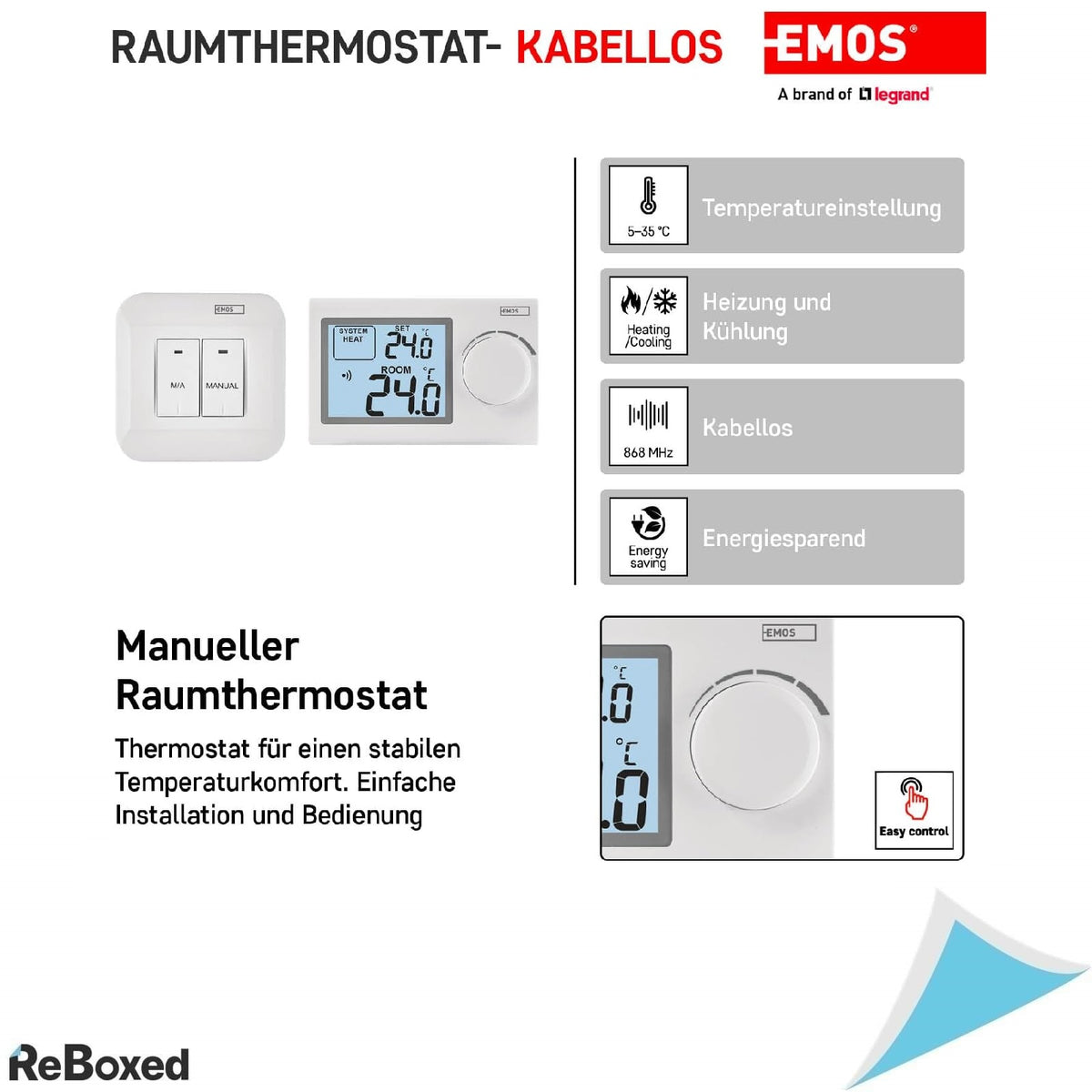 Termostat Electronic Wireless EMOS pentru Interior, Sistem de Incalzire si Racire