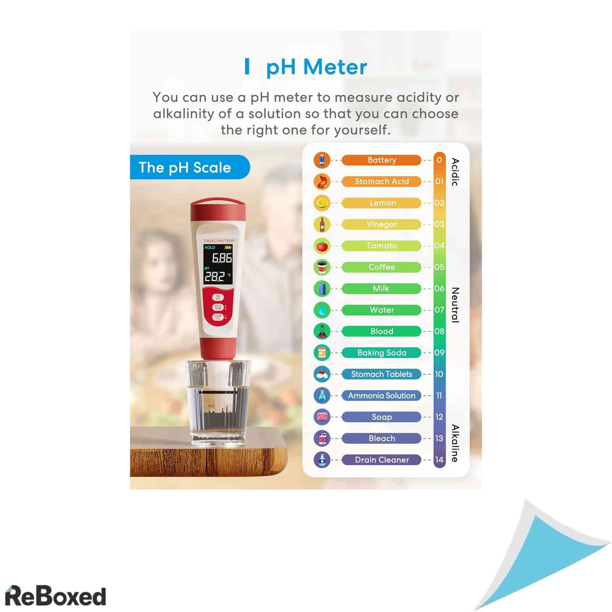 Tester digital calitatea apei Flysocks 4 in 1, masurare pH, TDS, EC si Temperatura