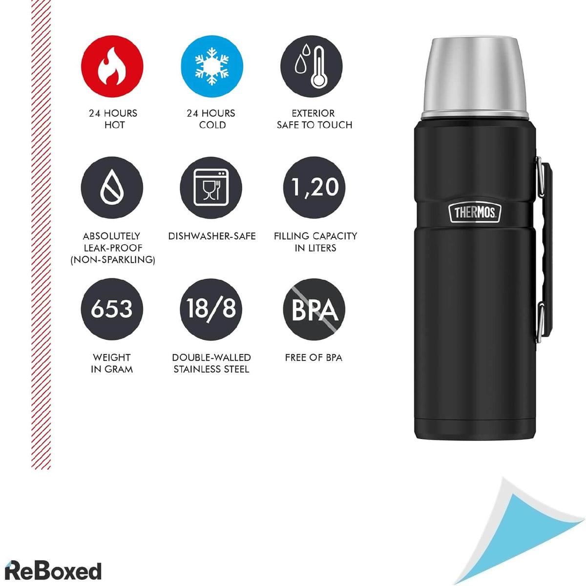 Thermos Inox King Negru 1.2L