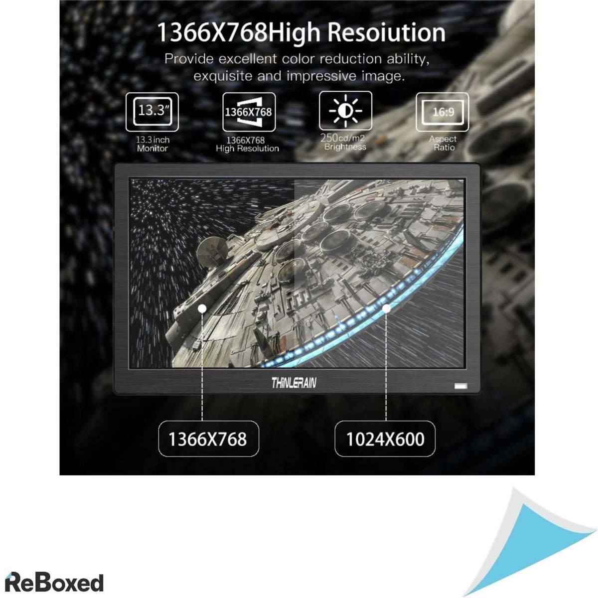 Thinlerain Monitor portabil 13,3&quot; Inch Rezolutie 1366x768