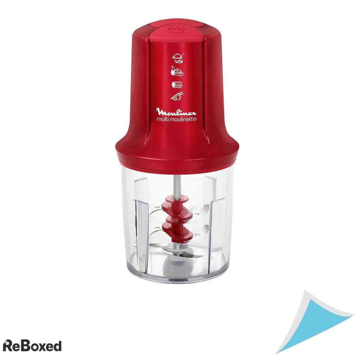 Tocator Electric Moulinex AT714G32 Multi Moulinette Putere 500W Capacitate 0.5L 3 Lame Inox 2 Viteze Rosu Rubin