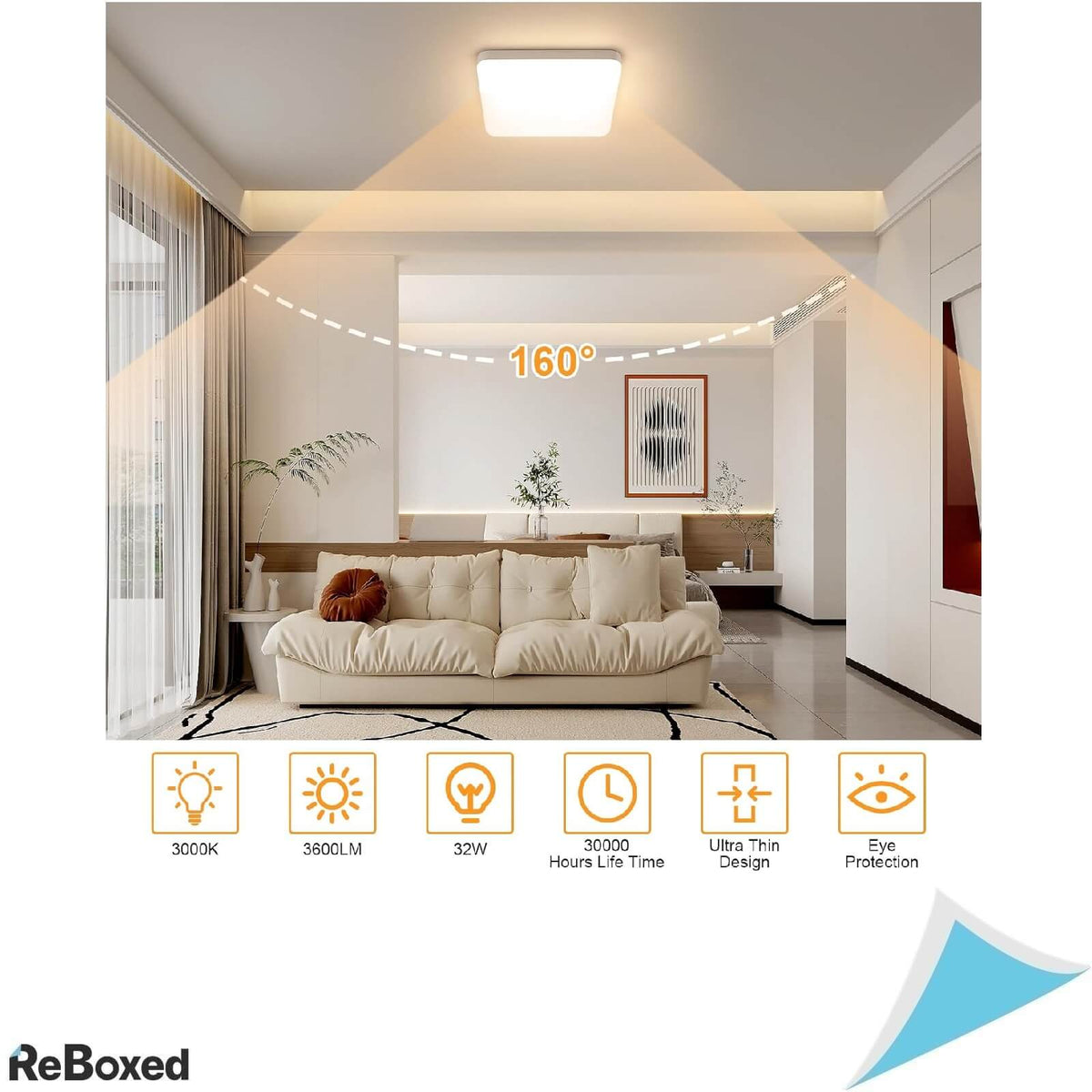 Toolight Lampa LED de Plafon Patrata 32W 3600lm