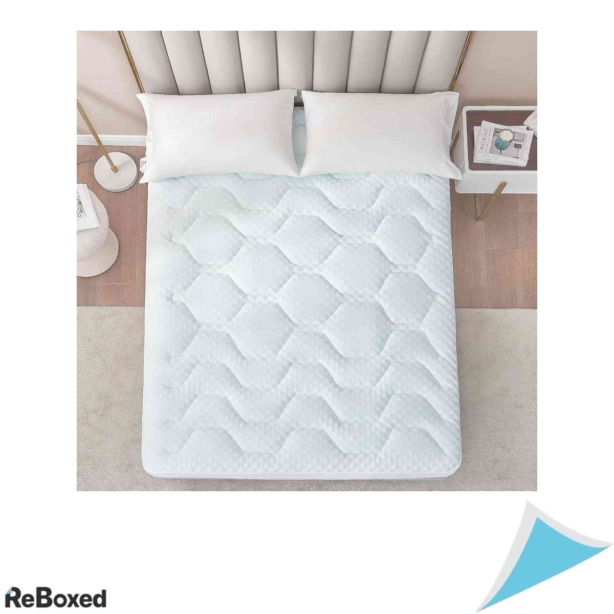 Topper Saltea EHEYCIGA 140x190 cm Spuma cu Memorie si Gel Matlasat Husa Lavabila Alb