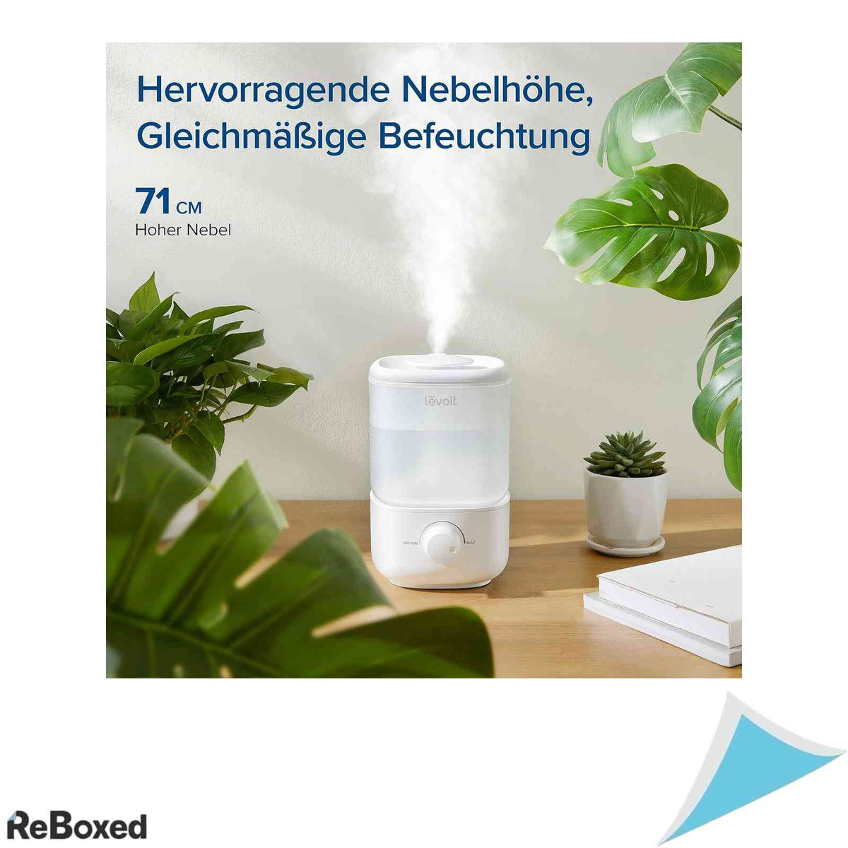 Umidificator de Aer pentru Dormitor Levoit Dual 150 Capacitate 2.5L Top-Fill Ultrasonic Ultra-Silentios 23dB Autonomie 25 Ore Rotativ 360 Grade Alb