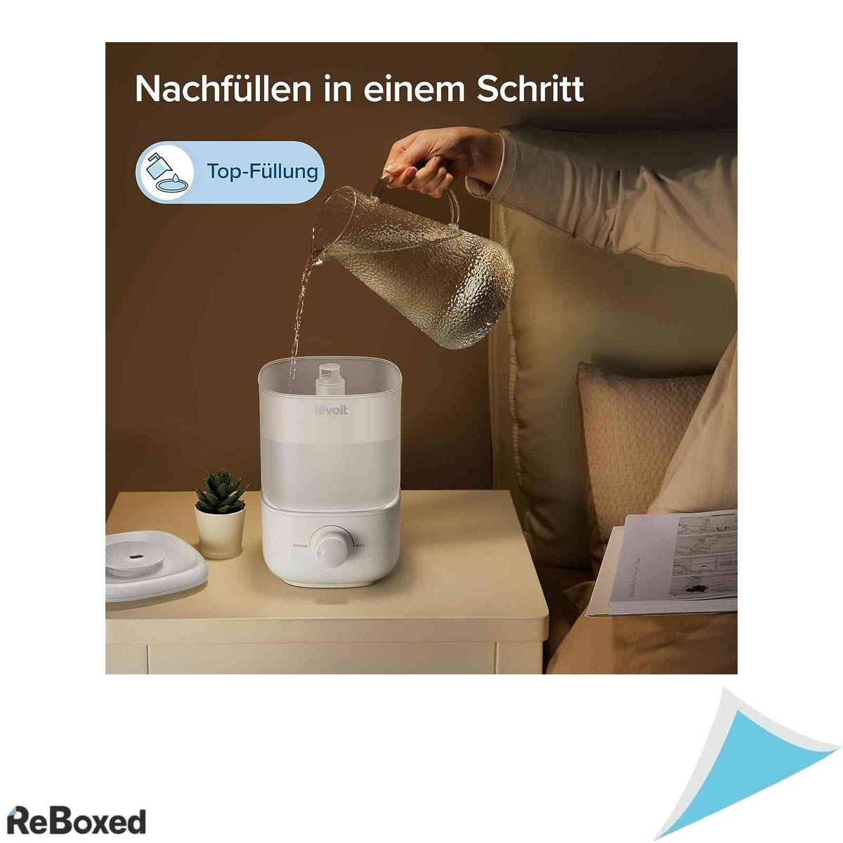 Umidificator de Aer pentru Dormitor Levoit Dual 150 Capacitate 2.5L Top-Fill Ultrasonic Ultra-Silentios 23dB Autonomie 25 Ore Rotativ 360 Grade Alb
