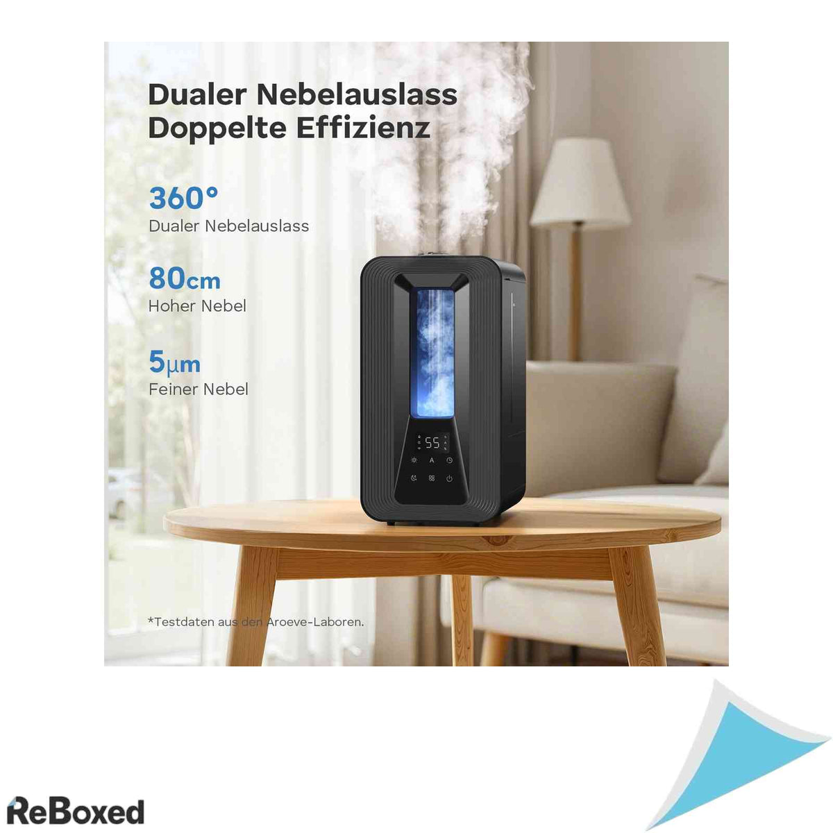 Umidificator Ultrasunete AROEVE 5L Umplere Superiora Autonomie 50h Ultrasilentios 25dB Higrostat Difuzor Uleiuri Esentiale si Lumini LED