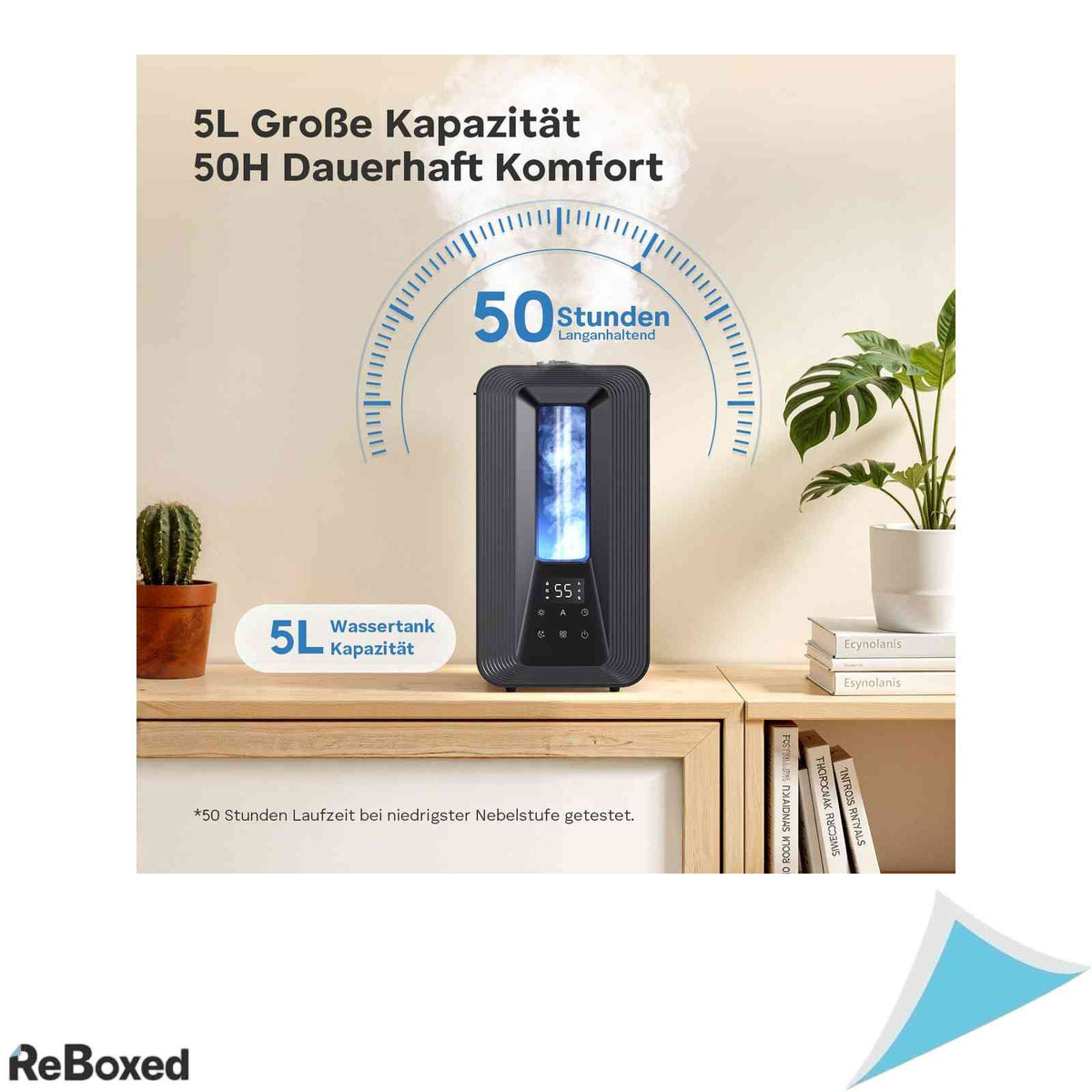 Umidificator Ultrasunete AROEVE 5L Umplere Superiora Autonomie 50h Ultrasilentios 25dB Higrostat Difuzor Uleiuri Esentiale si Lumini LED