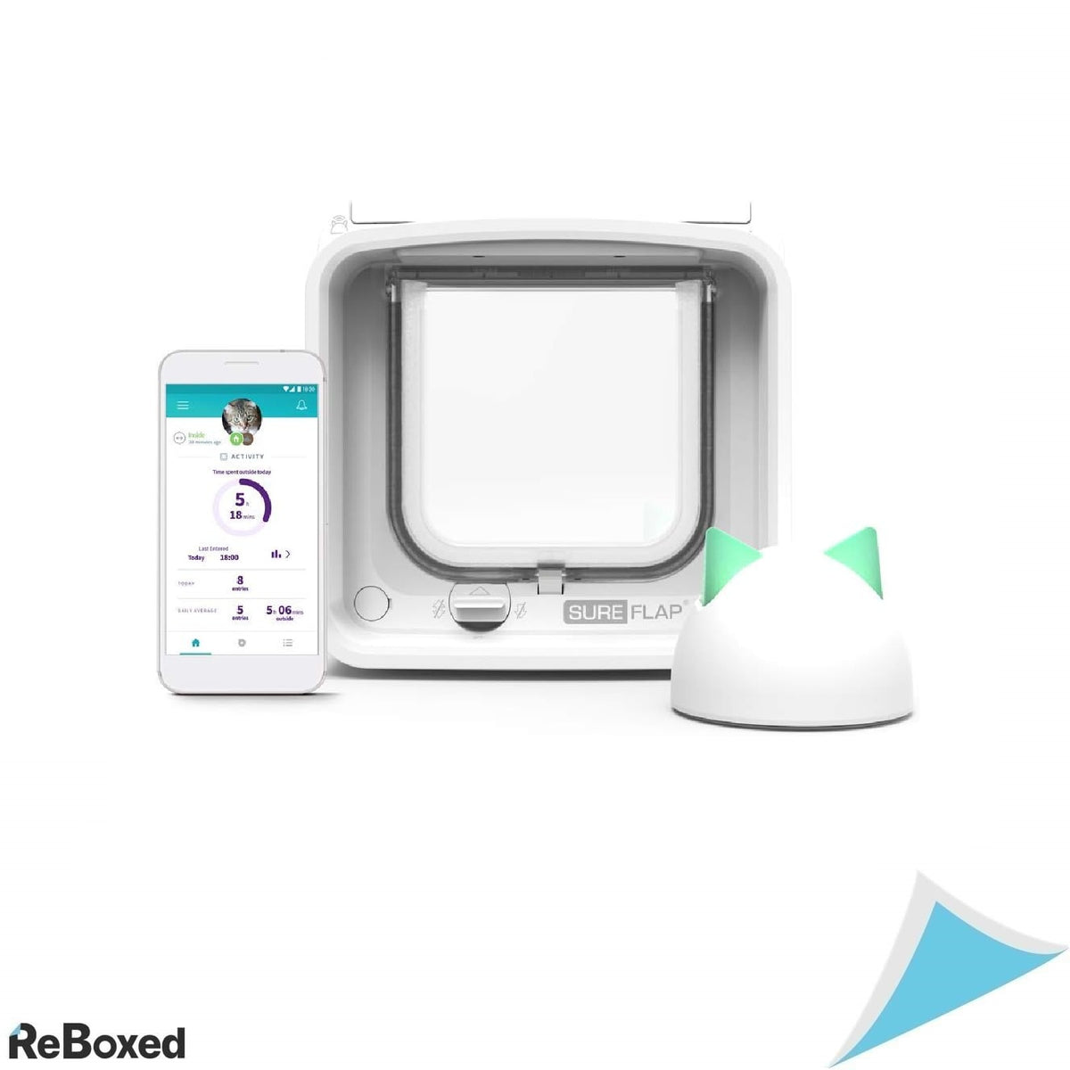 Usa inteligenta pentru pisici SureFlap Microchip Connect cu Hub, control prin aplicatie