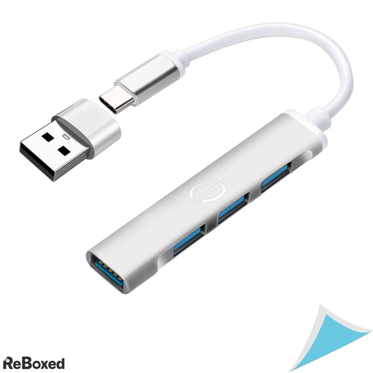 Hub USB C Vunvooker 4 in 1 multiport cu adaptor USB A argintiu