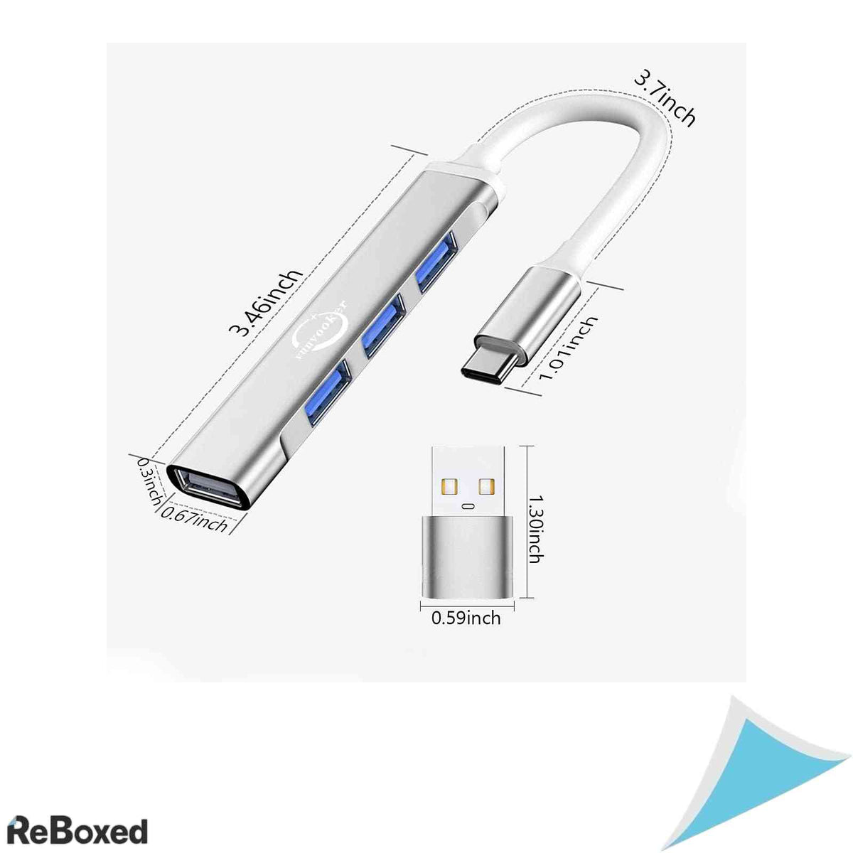 Hub USB C Vunvooker 4 in 1 multiport cu adaptor USB A argintiu