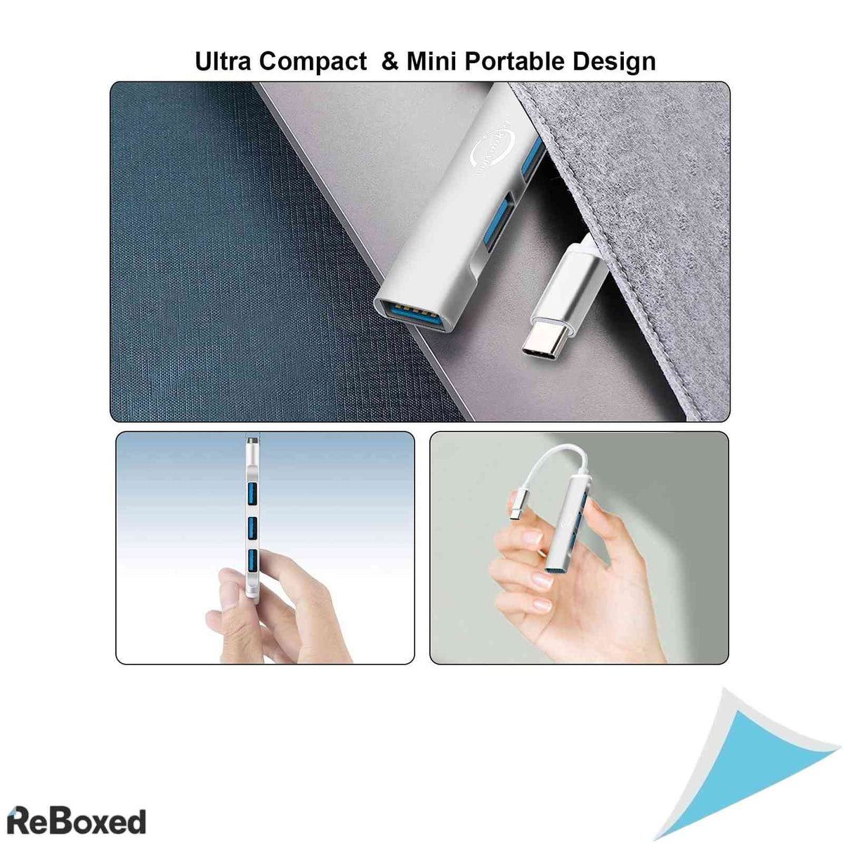 Hub USB C Vunvooker 4 in 1 multiport cu adaptor USB A argintiu