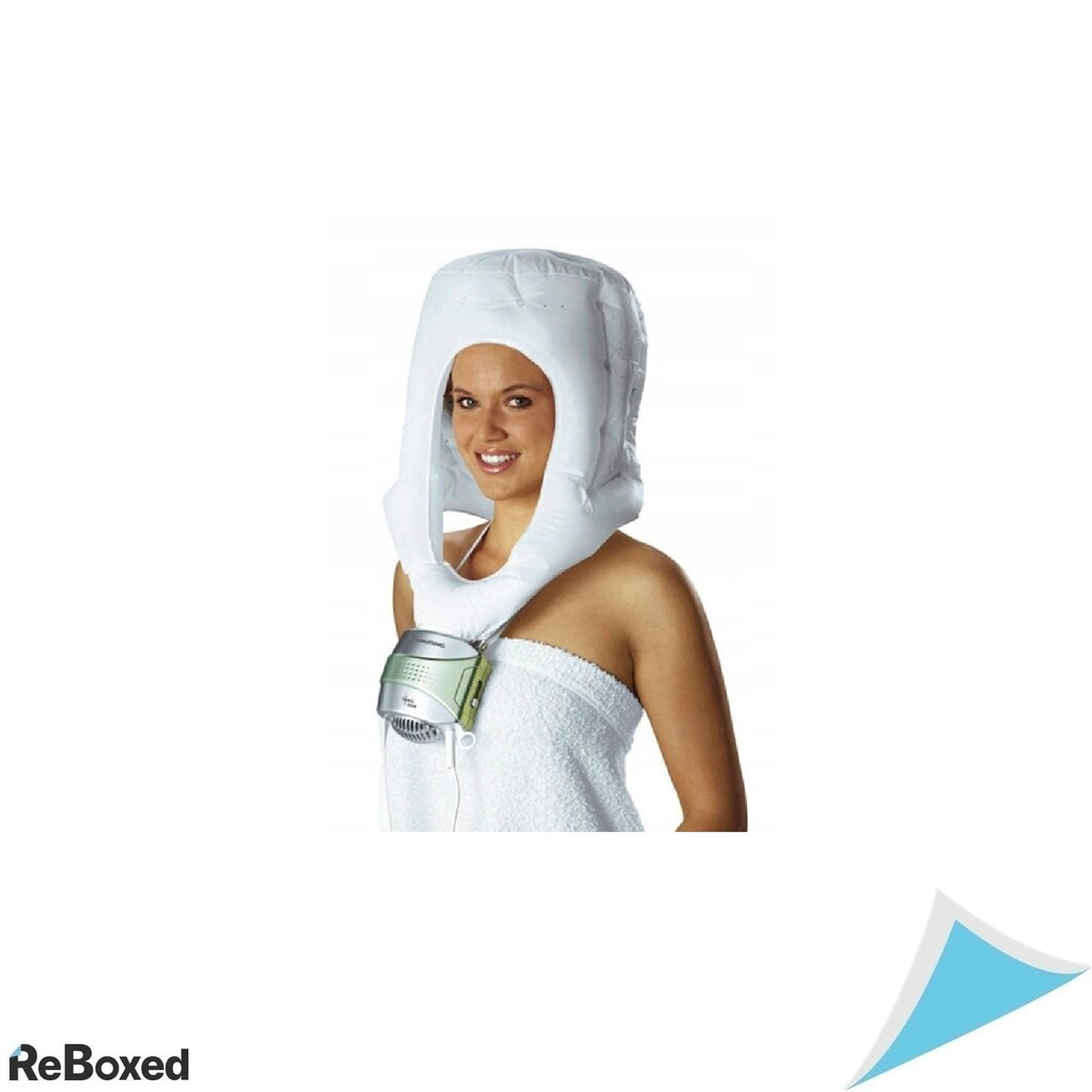 Uscator de par tip casca Grundig HS6780, 600W, tehnologie ionica, 2 trepte, cablu 3m – argintiu/verde