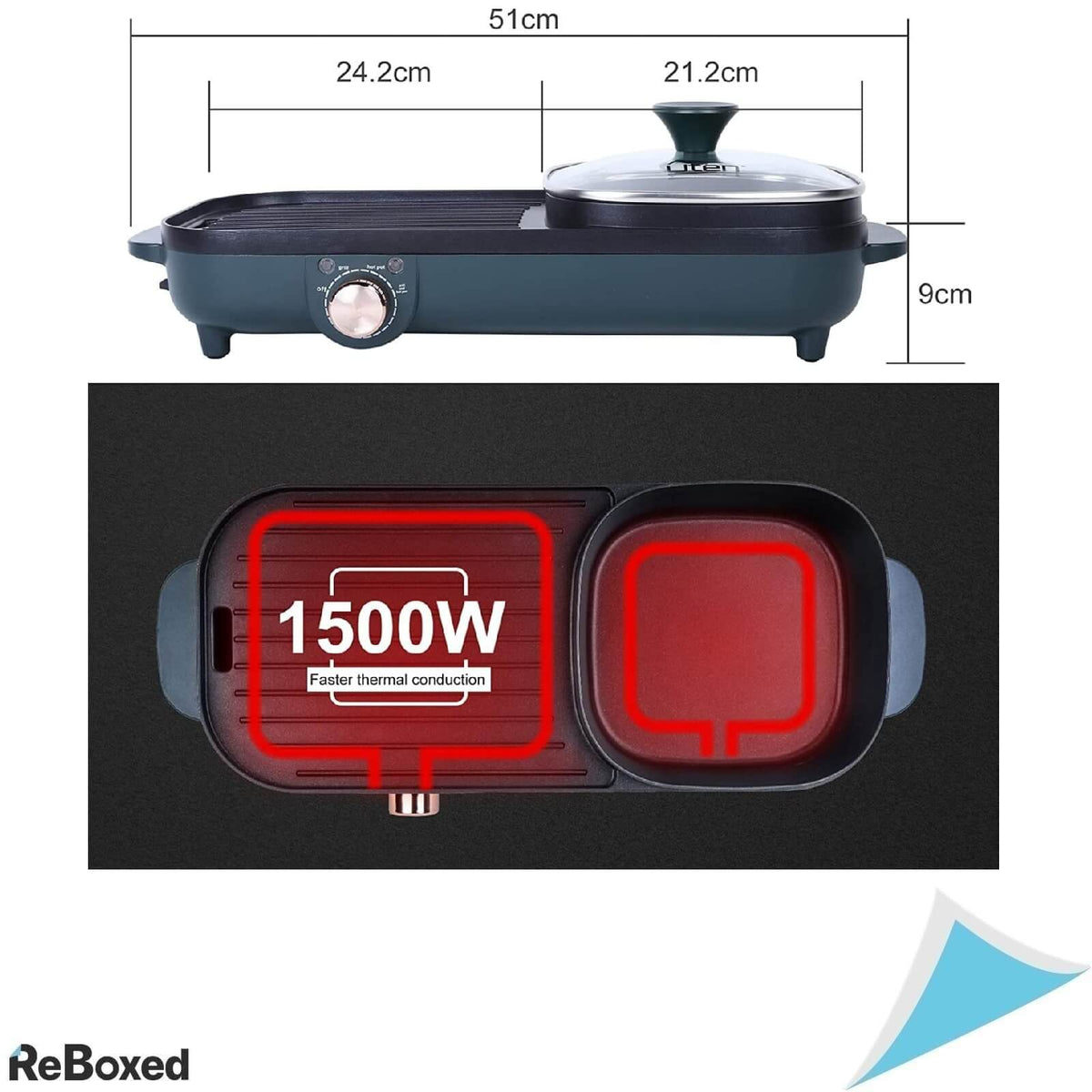 Uten Grill Electric Portabil 1600W Functie 2 in 1