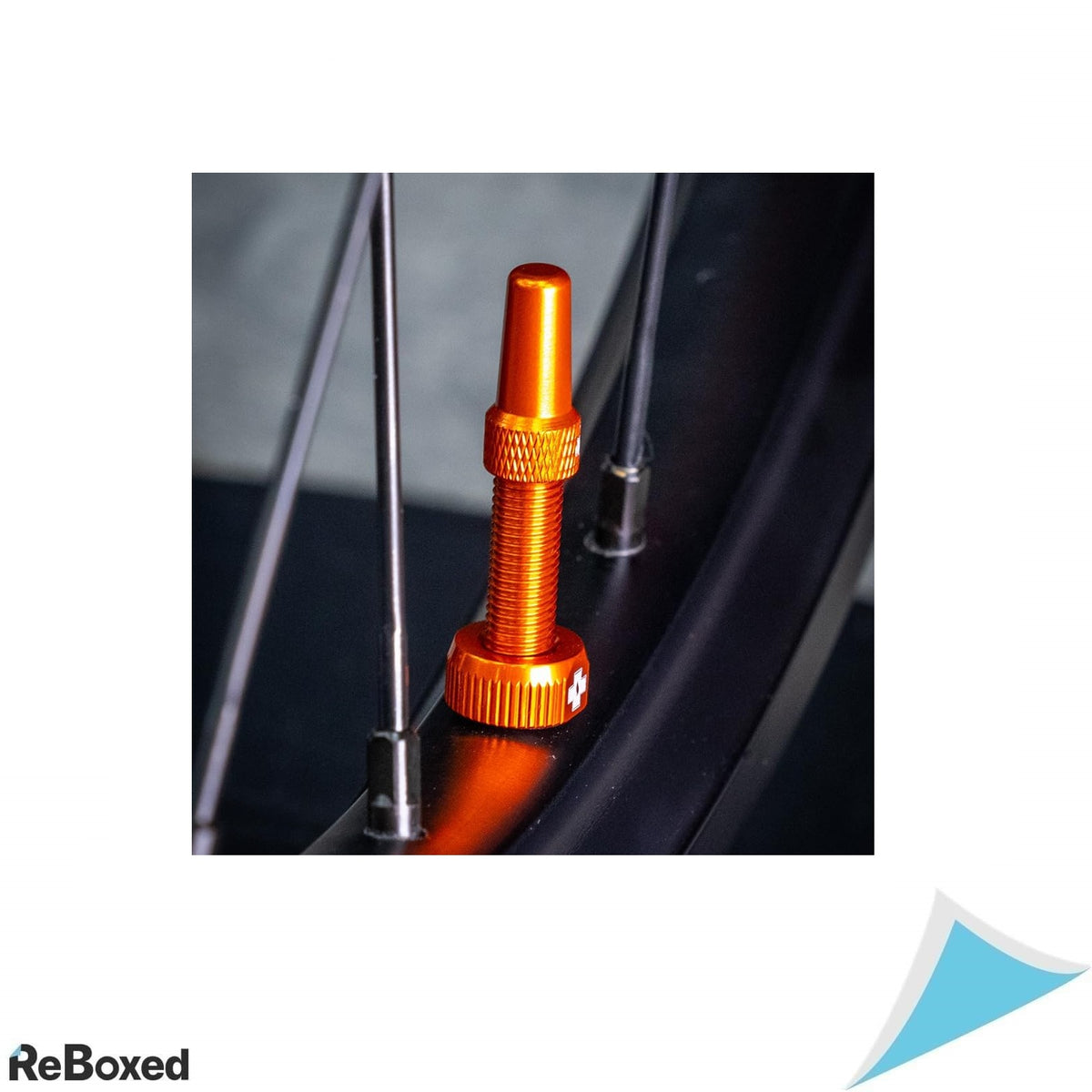 Valve tubeless Muc-Off 44mm portocalii – Set 2 buc cu capace si unealtă integrata