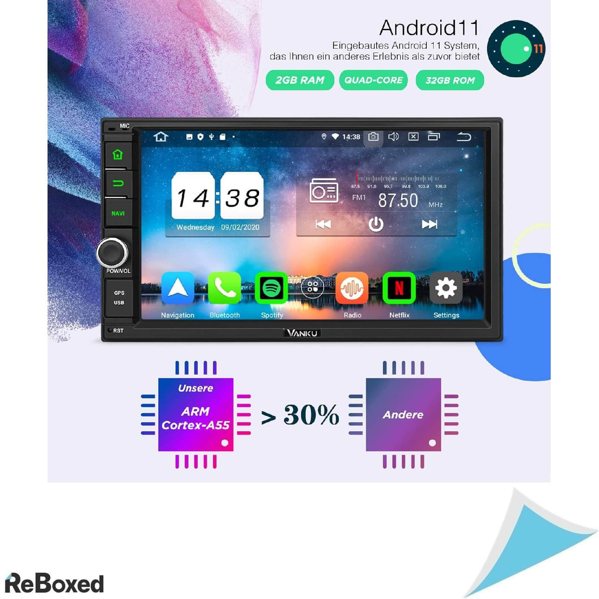 Vanku 7&quot; Android 11 Auto Radio Navigatie 32GB Bluetooth WiFi