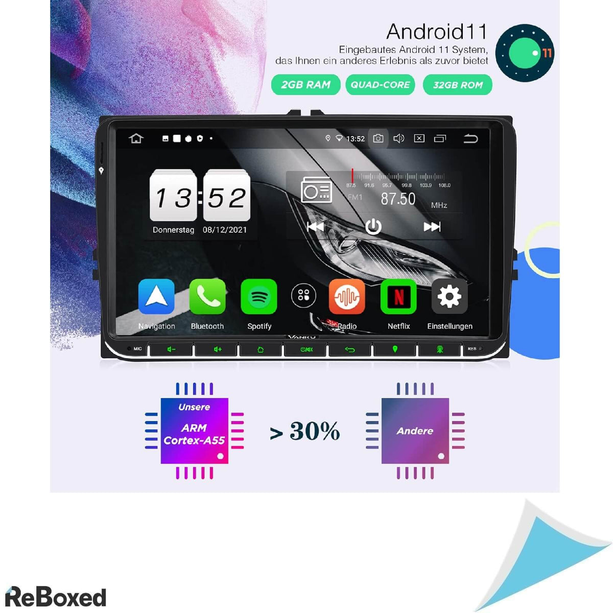 Vanku 9&quot; Android 11 Auto Radio Navigatie 32GB Bluetooth WiFi