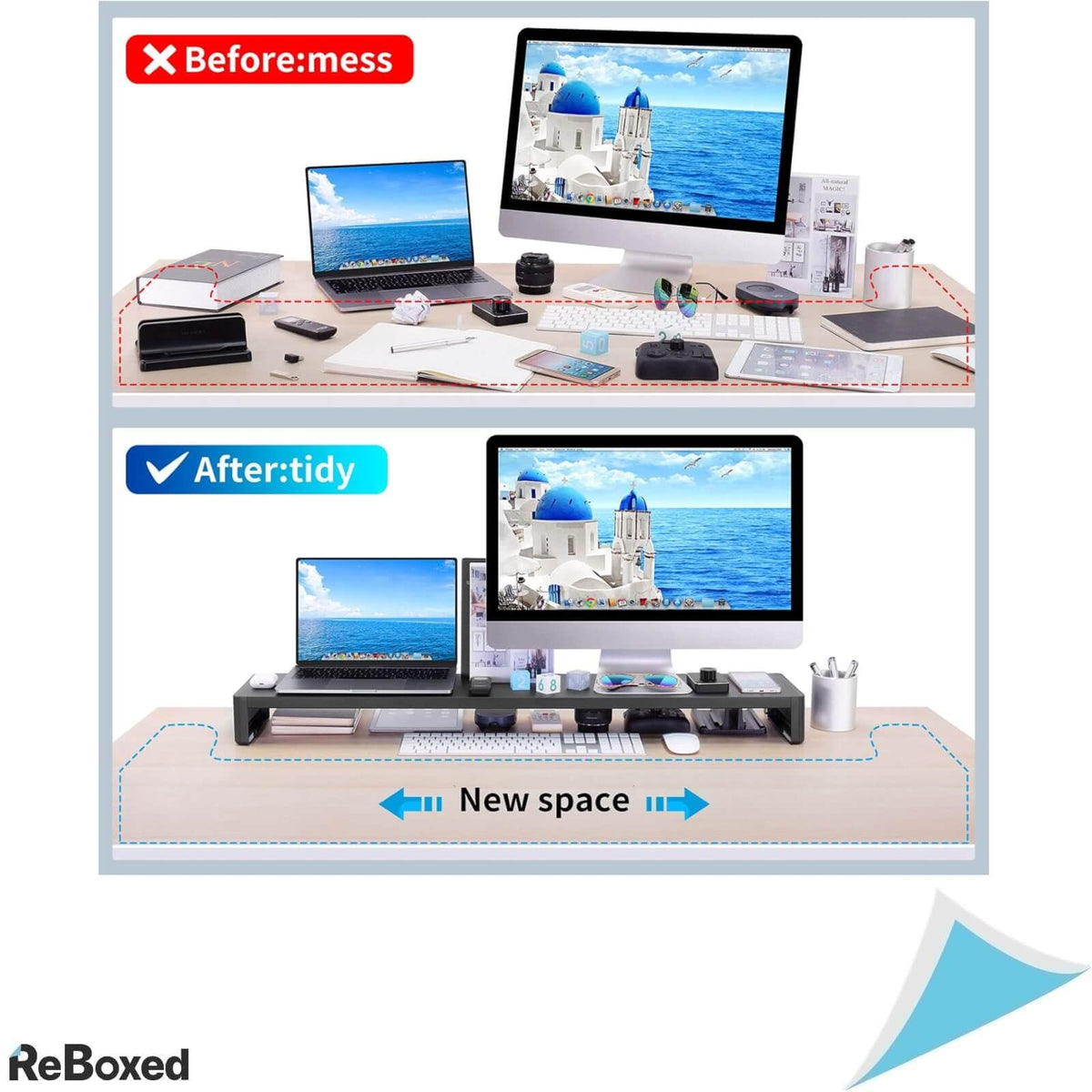 Vaydeer Suport Metalic pentru 2 Monitoare 32 Inch