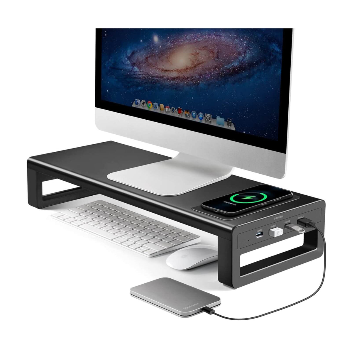 Vaydeer Suport pentru Monitor din Aluminiu 4xUSB 3.0