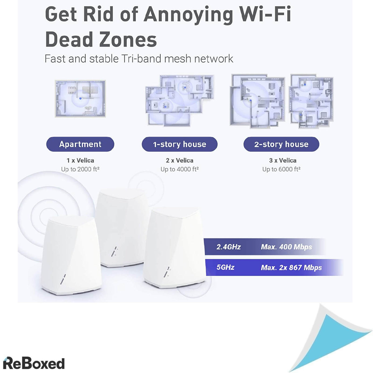 GL.iNet GL-B2200 Velica Router Wireless Tri-Band Mesh DDR3L 512MB