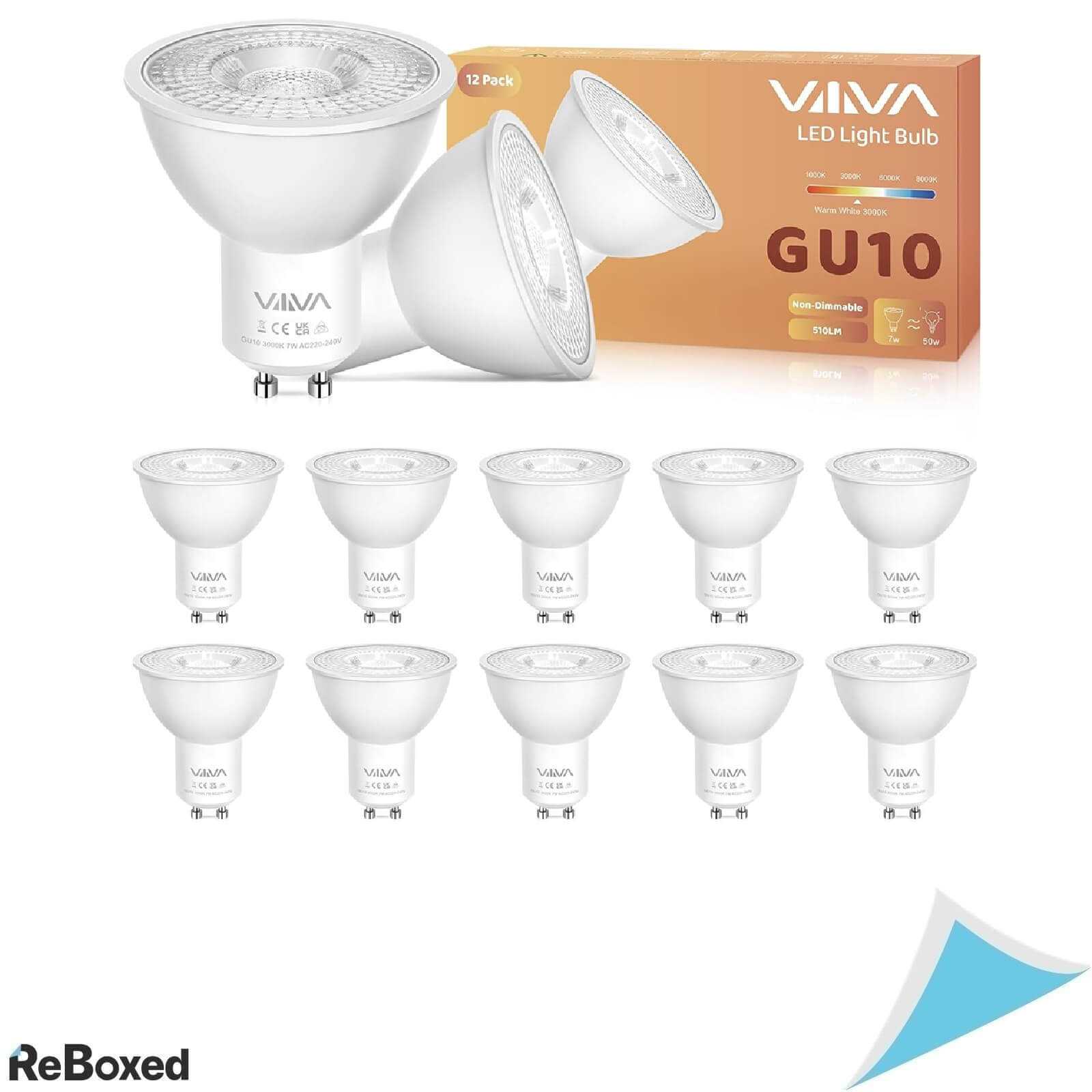 Viiiva Set 12 Becuri LED GU10 510lm 3000K 7W