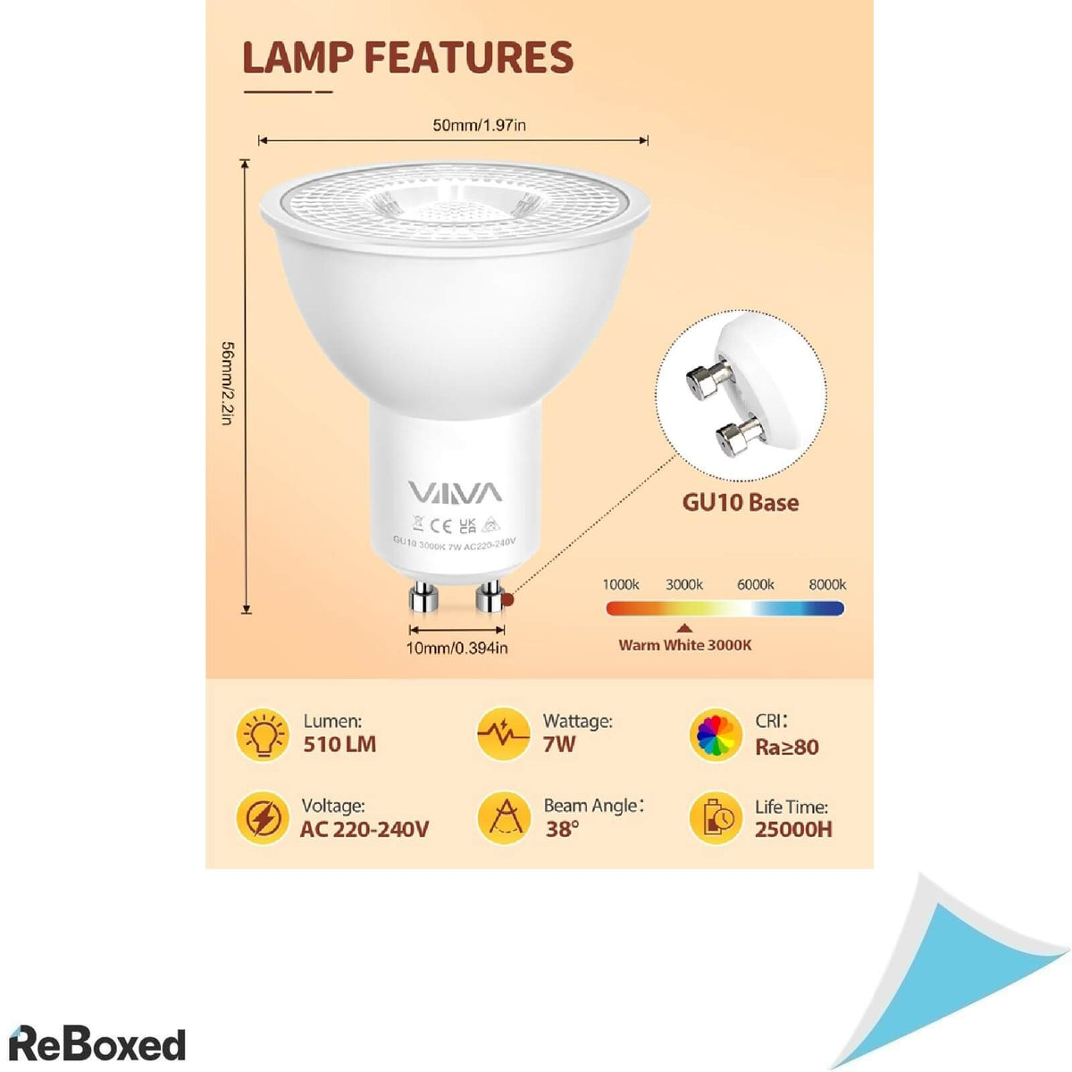 Viiiva Set 12 Becuri LED GU10 510lm 3000K 7W