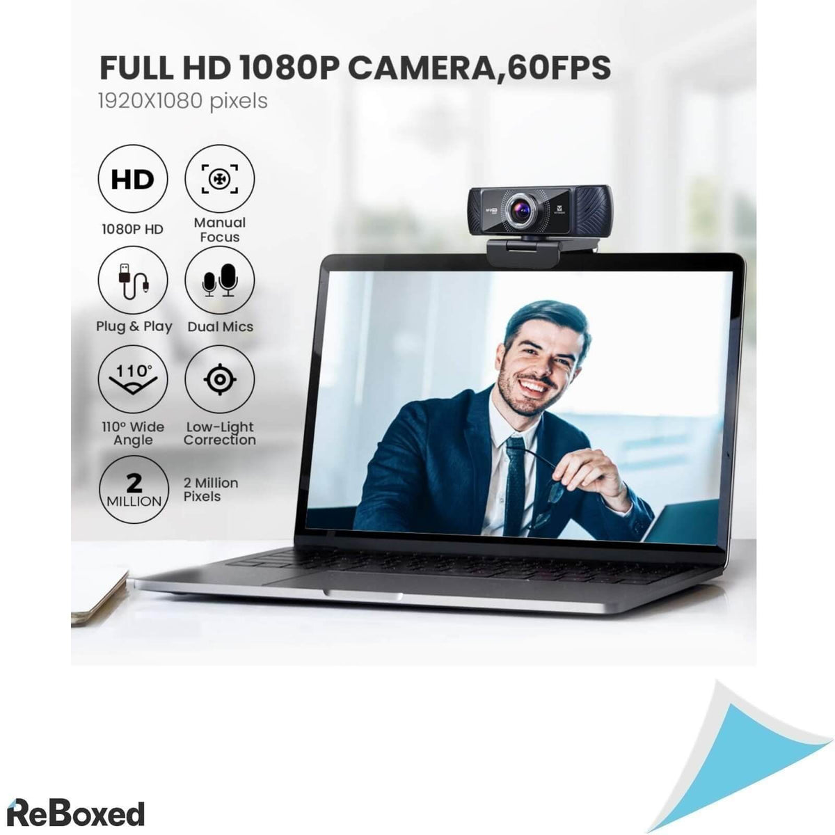 Vitade Webcam cu Microfon Stereo 1080P 60fps Full HD