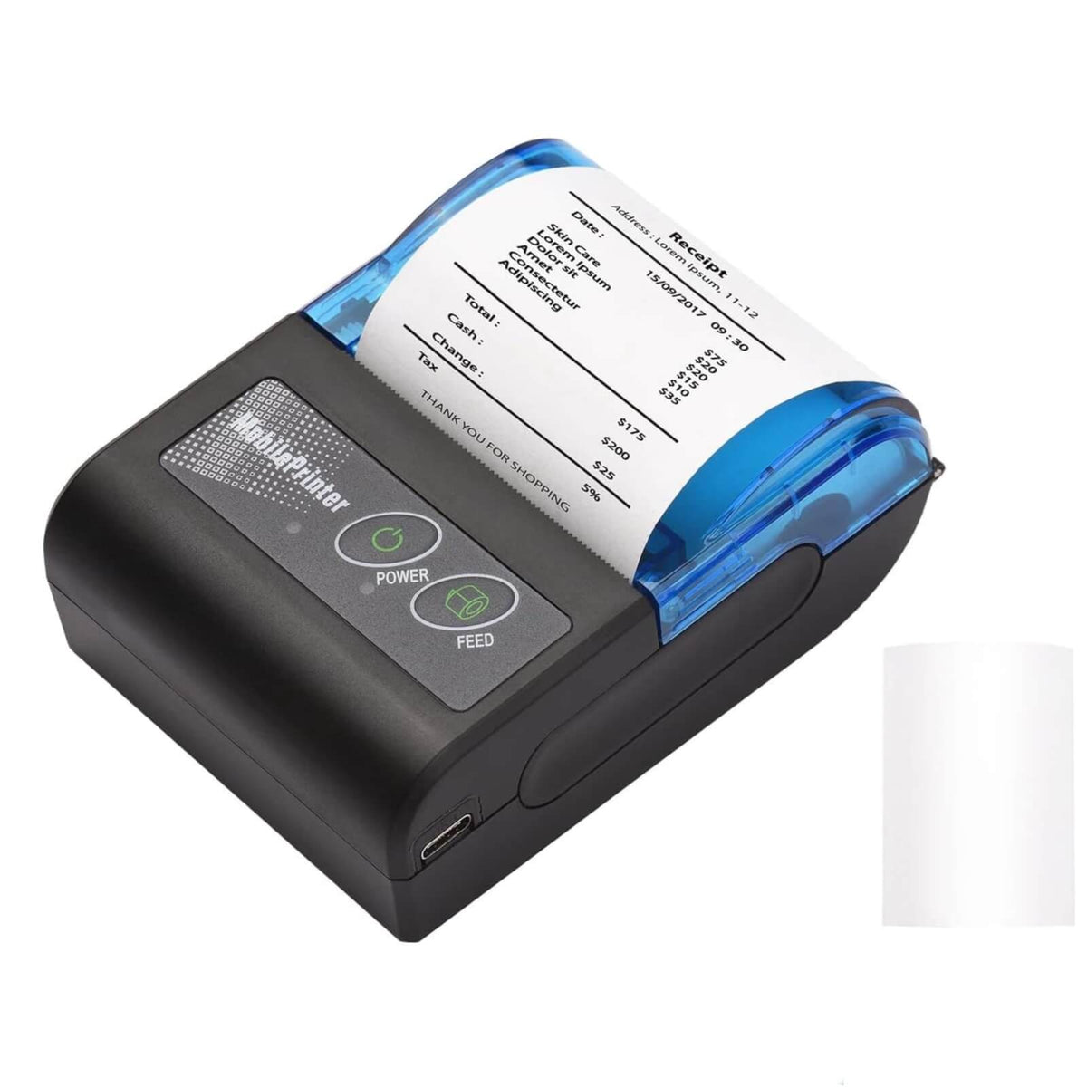 VL-Villore Mini Imprimanta Termica Portabila 58mm Bluetooth USB