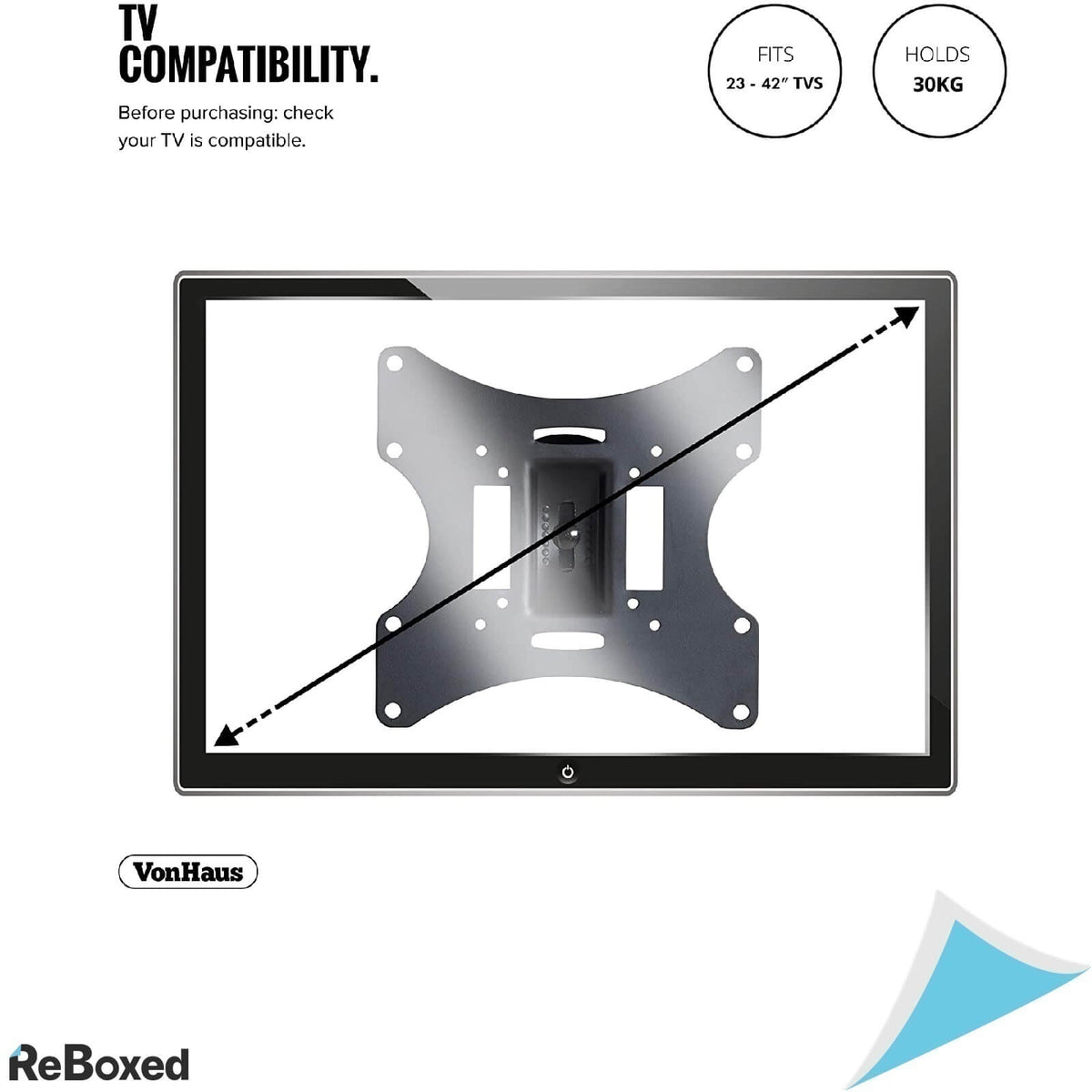 VonHaus Suport TV 23-42 Inch 30Kg Perete Tilt &amp; Swivel