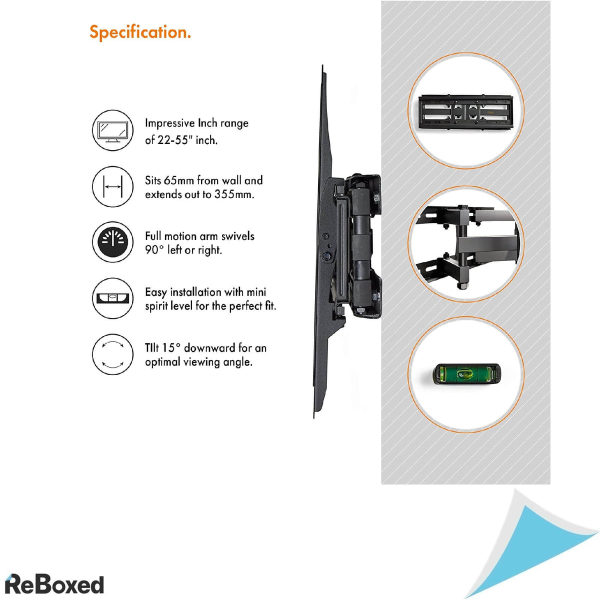 VonHaus Suport TV 23-56 Inch 45Kg Perete Extensibil 400x400mm