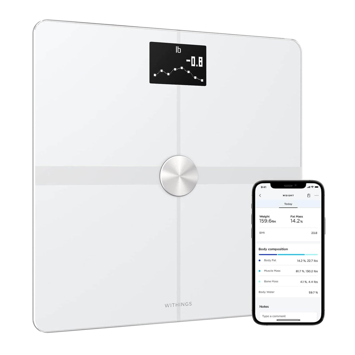 Withings Body+ Cantar Inteligent Wi-Fi Alb