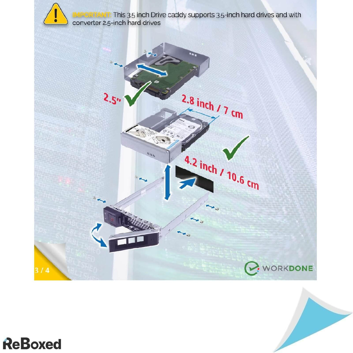 WorkDone 6 HDD Caddy 3.5&quot; cu Adaptoare la 2.5&quot; DELL EMC Server