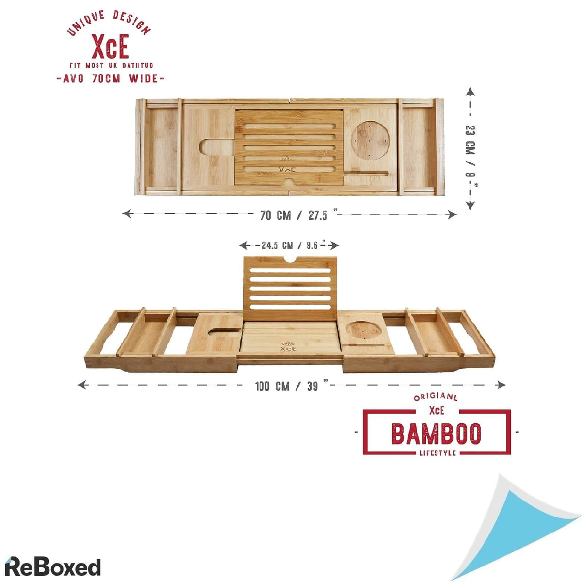 XcE Tava de Baie Extensibila 70-100 cm din Bambus  Solid