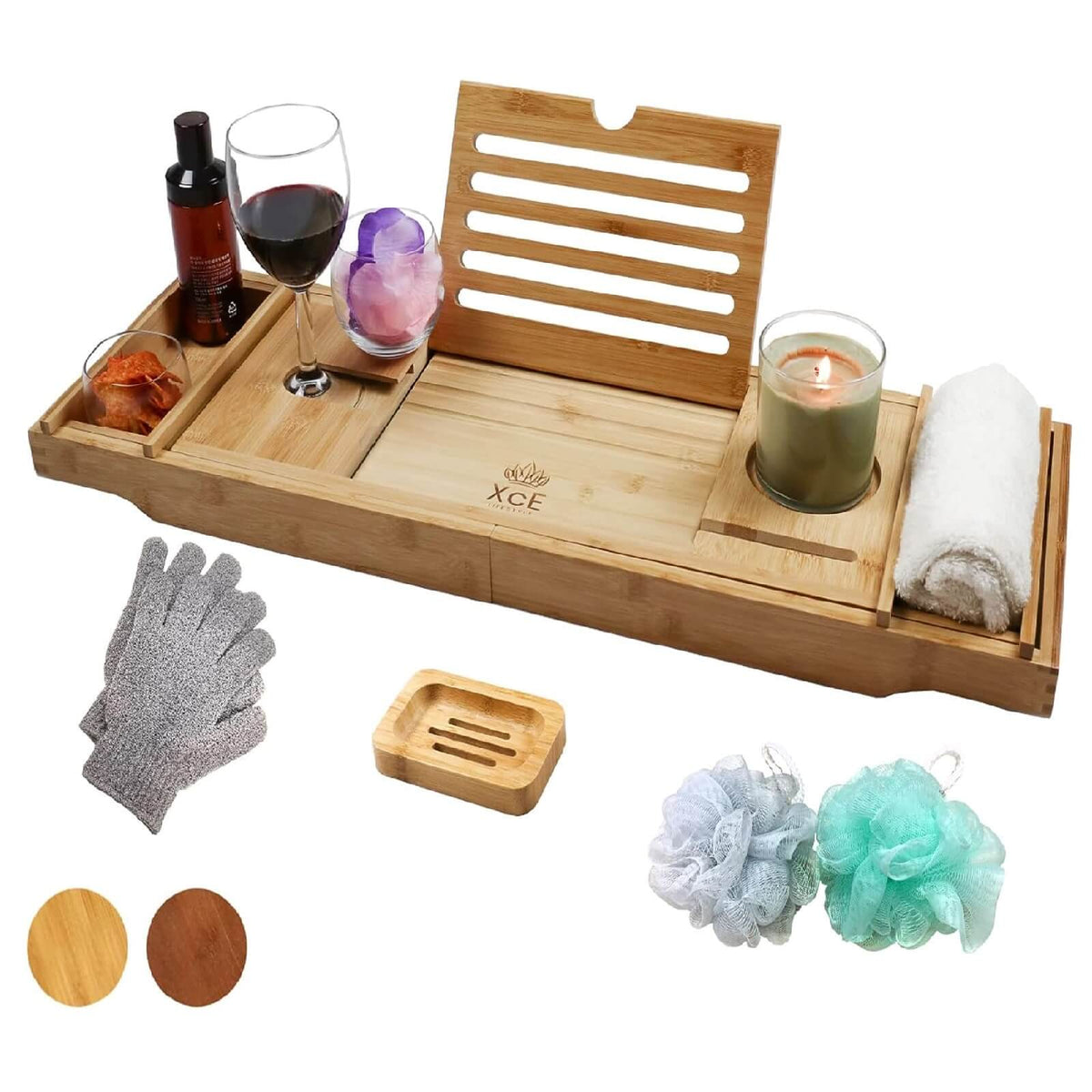 XcE Tava de Baie Extensibila 70-100 cm din Bambus  Solid