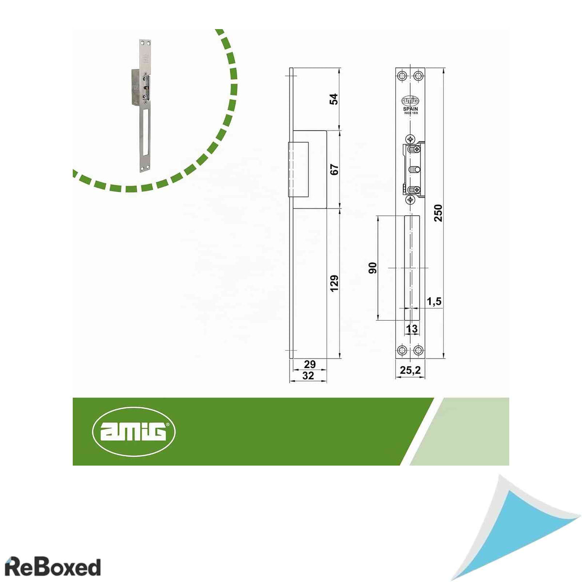 Yala Electrica Incastrabila Amig Model 21, Placa Otel Inoxidabil 250 x 25 x 3 mm