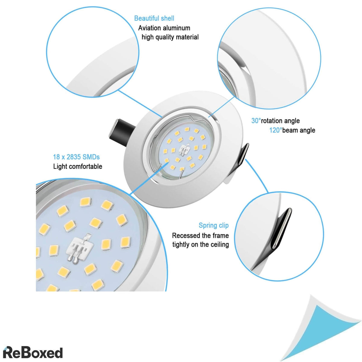 Yiahin 6 Spoturi LED Incastrabile 5W 4500K 600lm