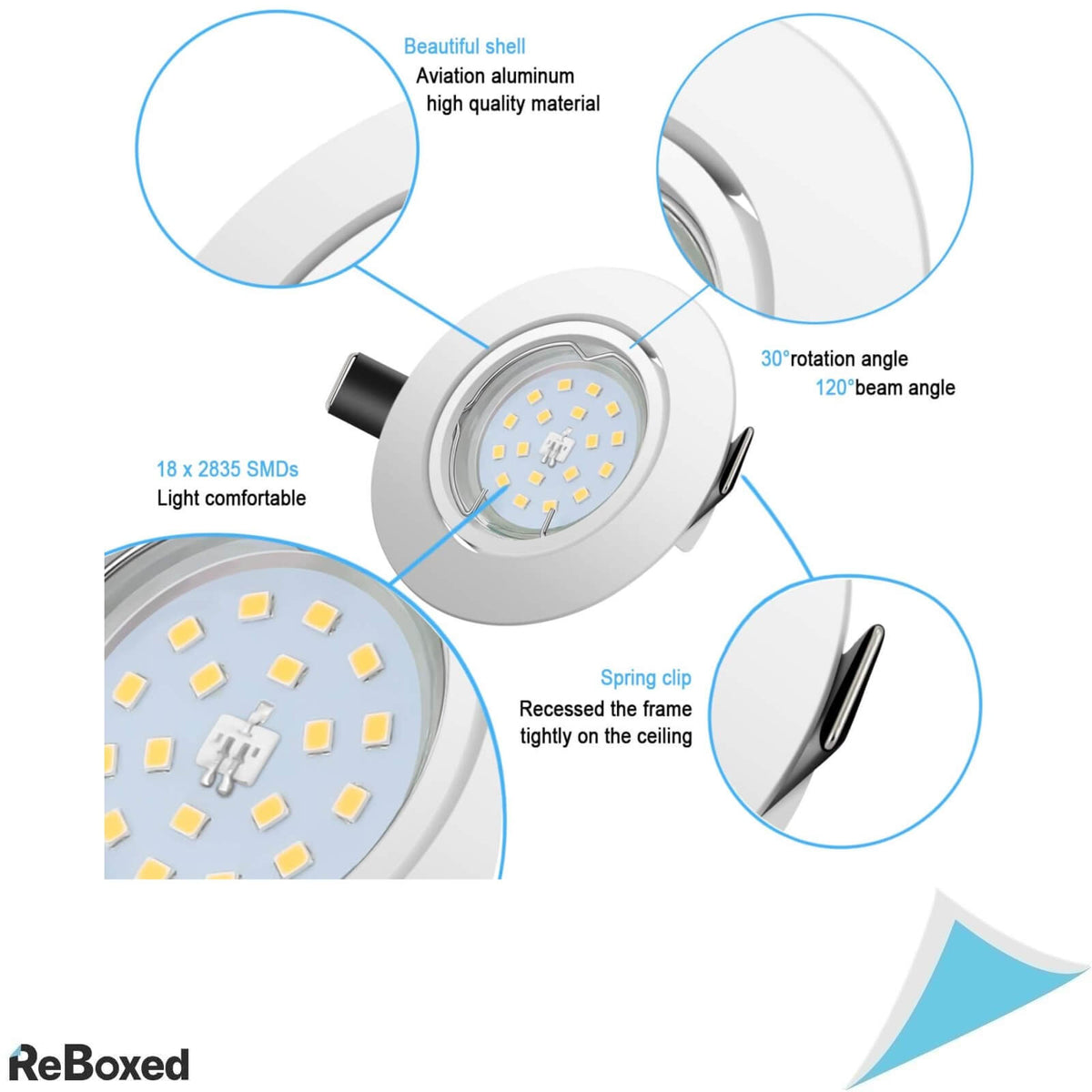 Yiahin 6 Spoturi LED Incastrabile GU10 5W 600lm 6000K