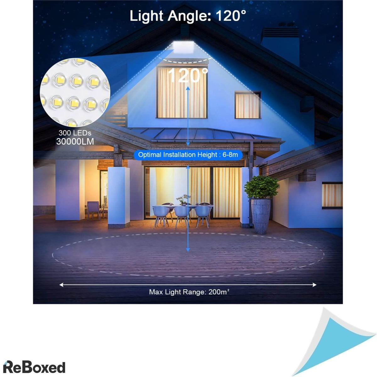 Yiqibro Proiector LED pentru Exterior 300W 30000lm IP67 7000K