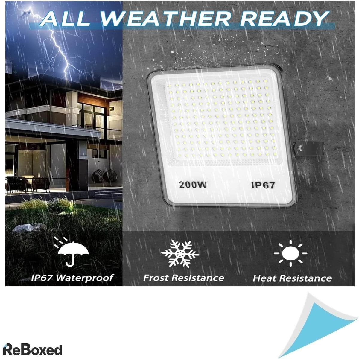 Yiqibro Set 2 Proiectoare Led 200W 20000lm 6500K IP67 Waterproof