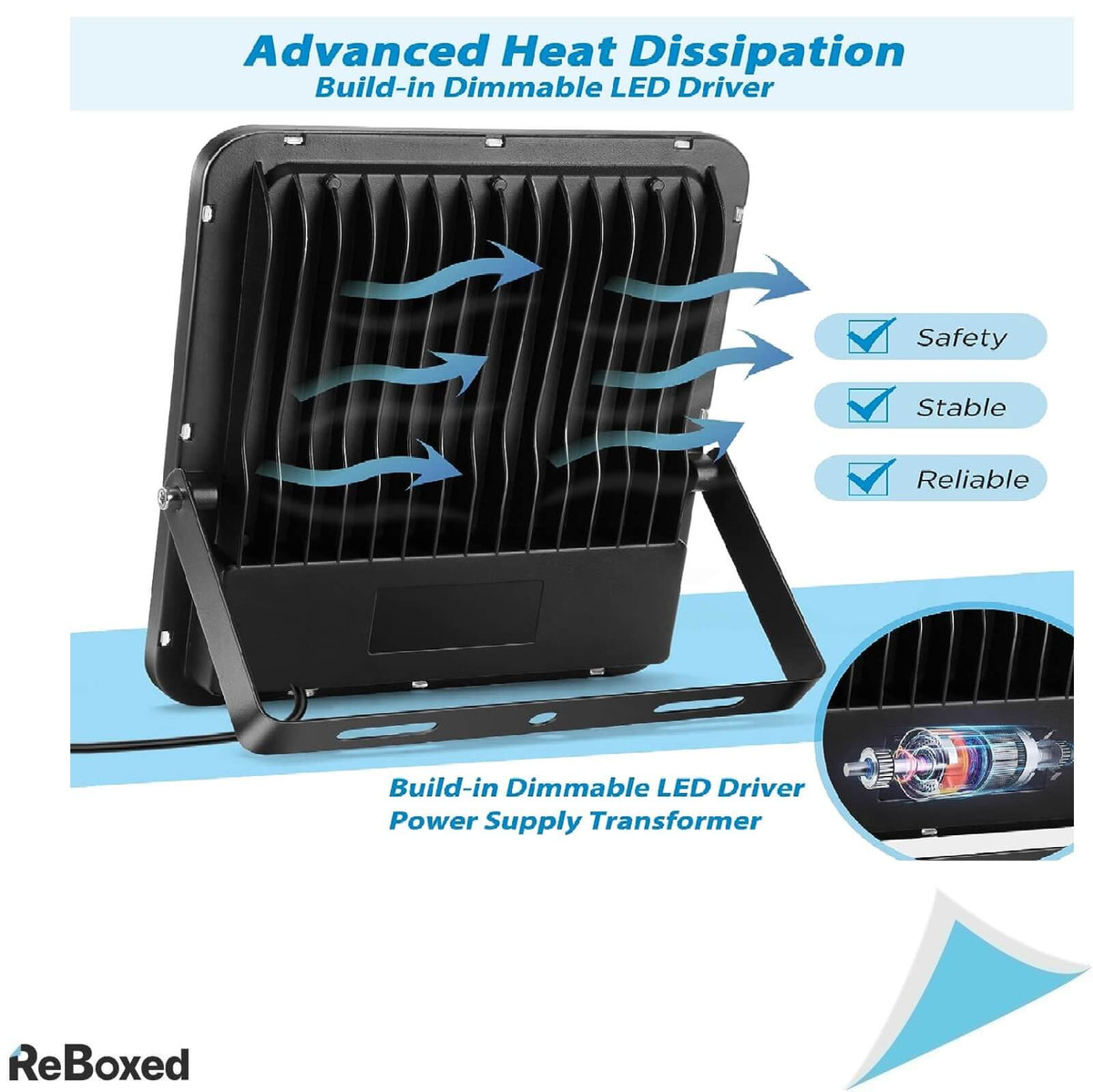 Yiqibro Set 2 Proiectoare Led 200W 20000lm 6500K IP67 Waterproof