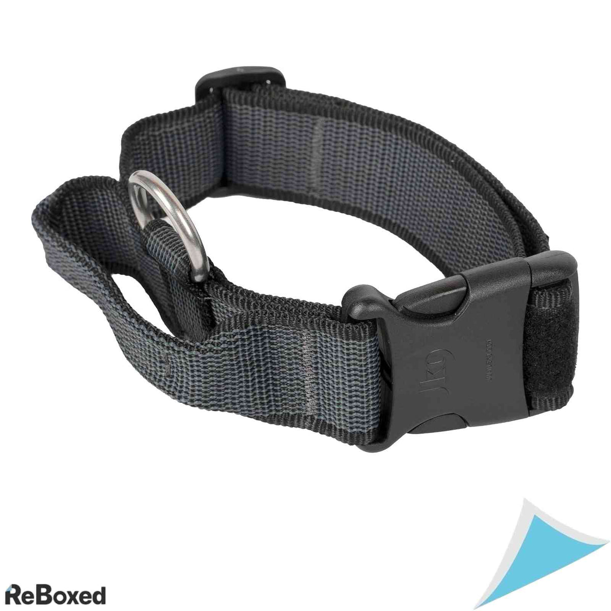 Zgarda caini Julius-K9 Color and Gray cu maner si patch interschimbabil, 40 mm, 38-53 cm