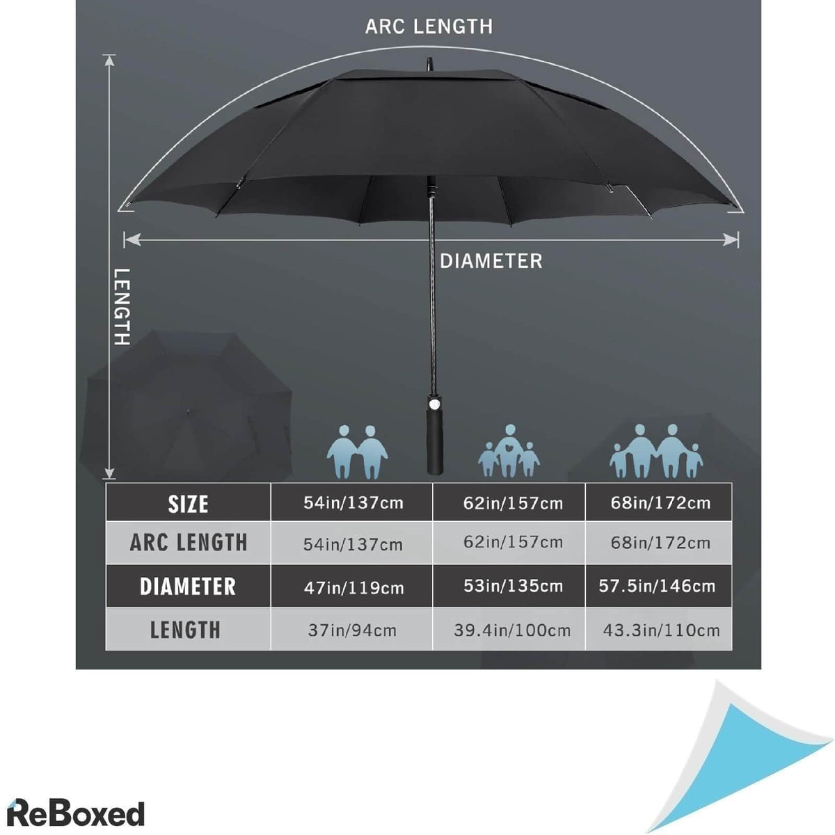 Zomake Umbrela Premium Automatica 172cm XXL Negru