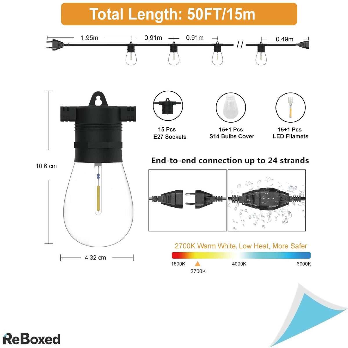 Zotoyi S14 Set Lumini Decorative 15m 2700K IP65